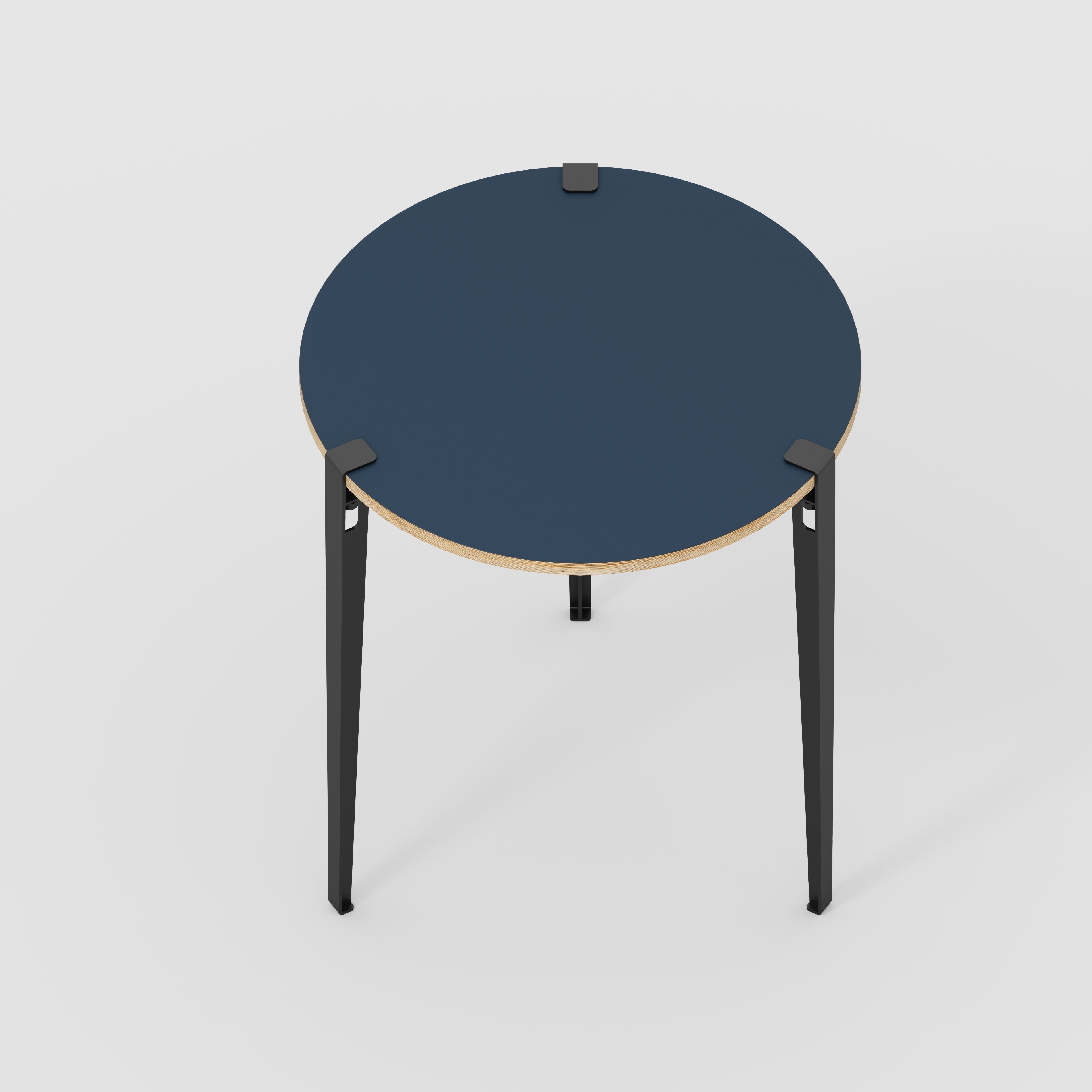 Round Table with Black Tiptoe Legs - Formica Night Sea Blue - 800(dia) x 900(h)