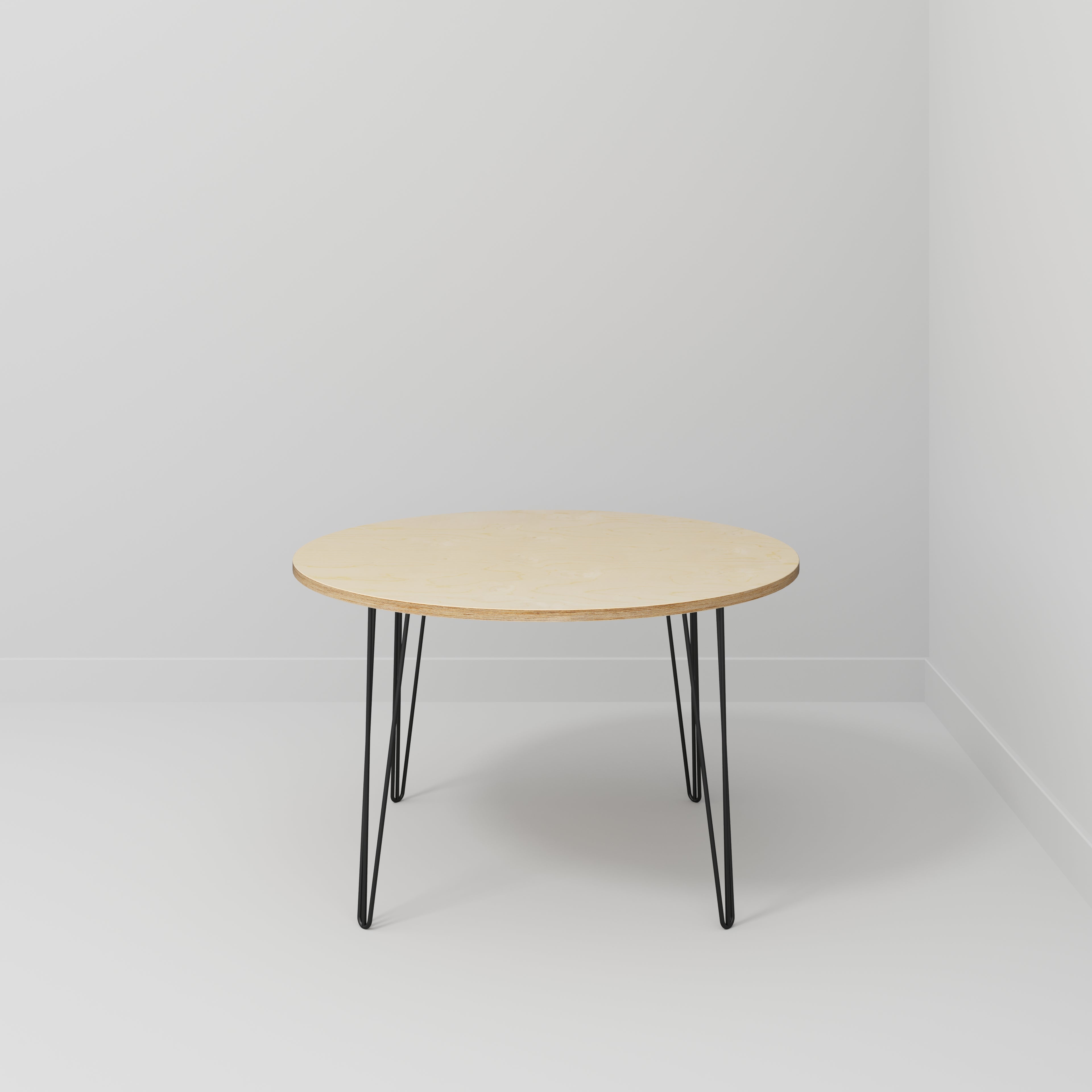 Custom Plywood Round Table with Hairpin Legs