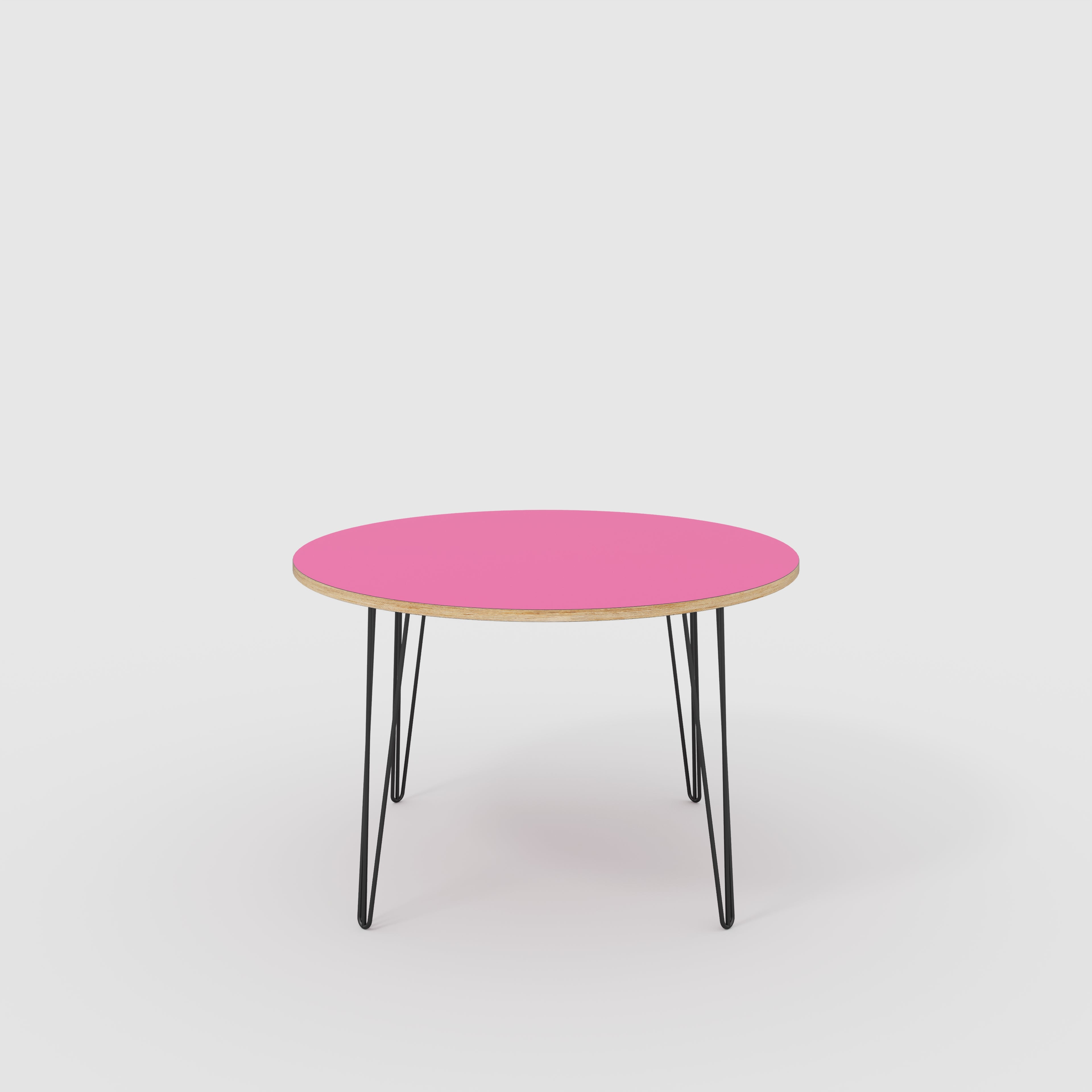 Round Table with Black Hairpin Legs - Formica Juicy Pink - 1200(dia) x 735(h)