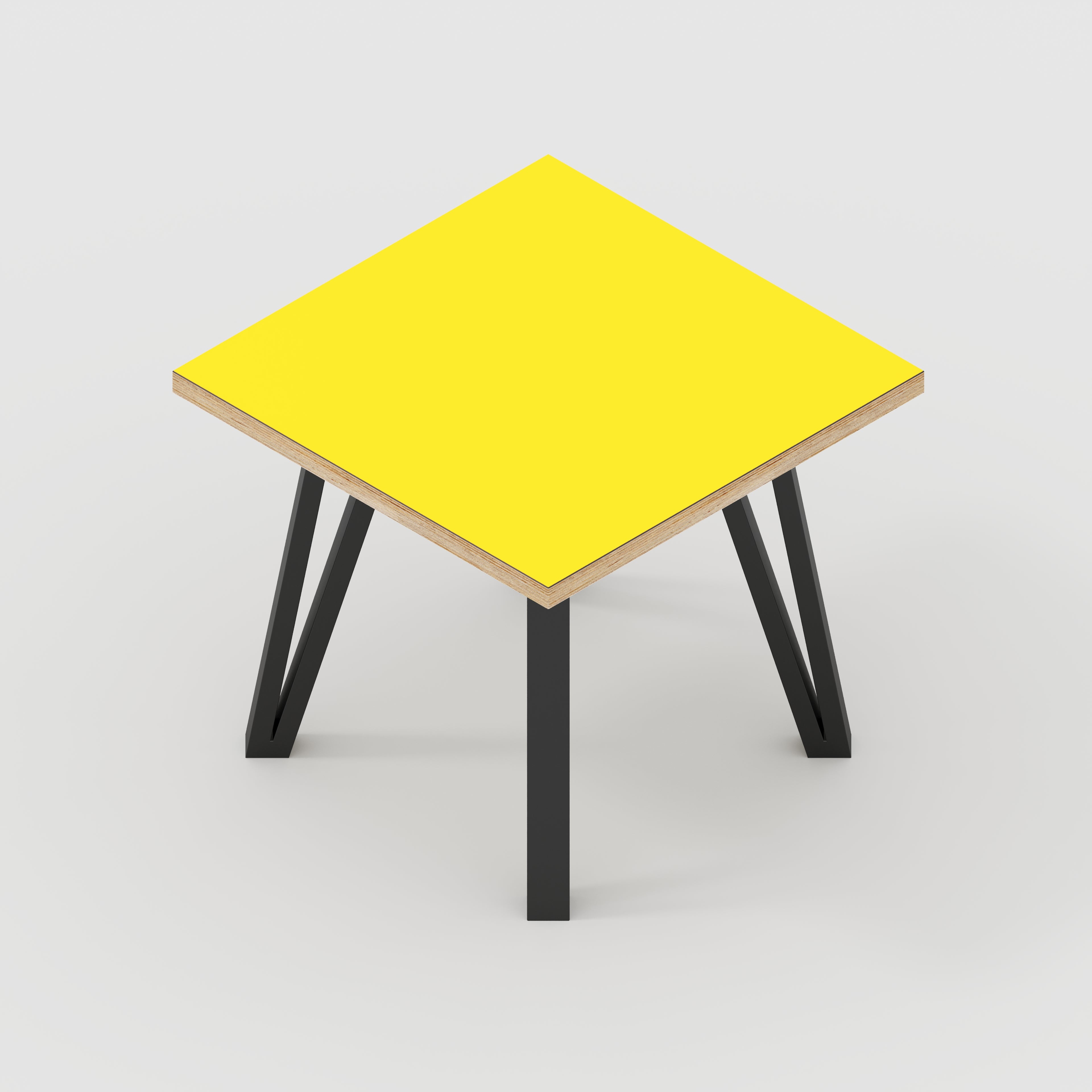 Side Table with Black Box Hairpin Legs - Formica Chrome Yellow - 500(w) x 500(d) x 425(h)