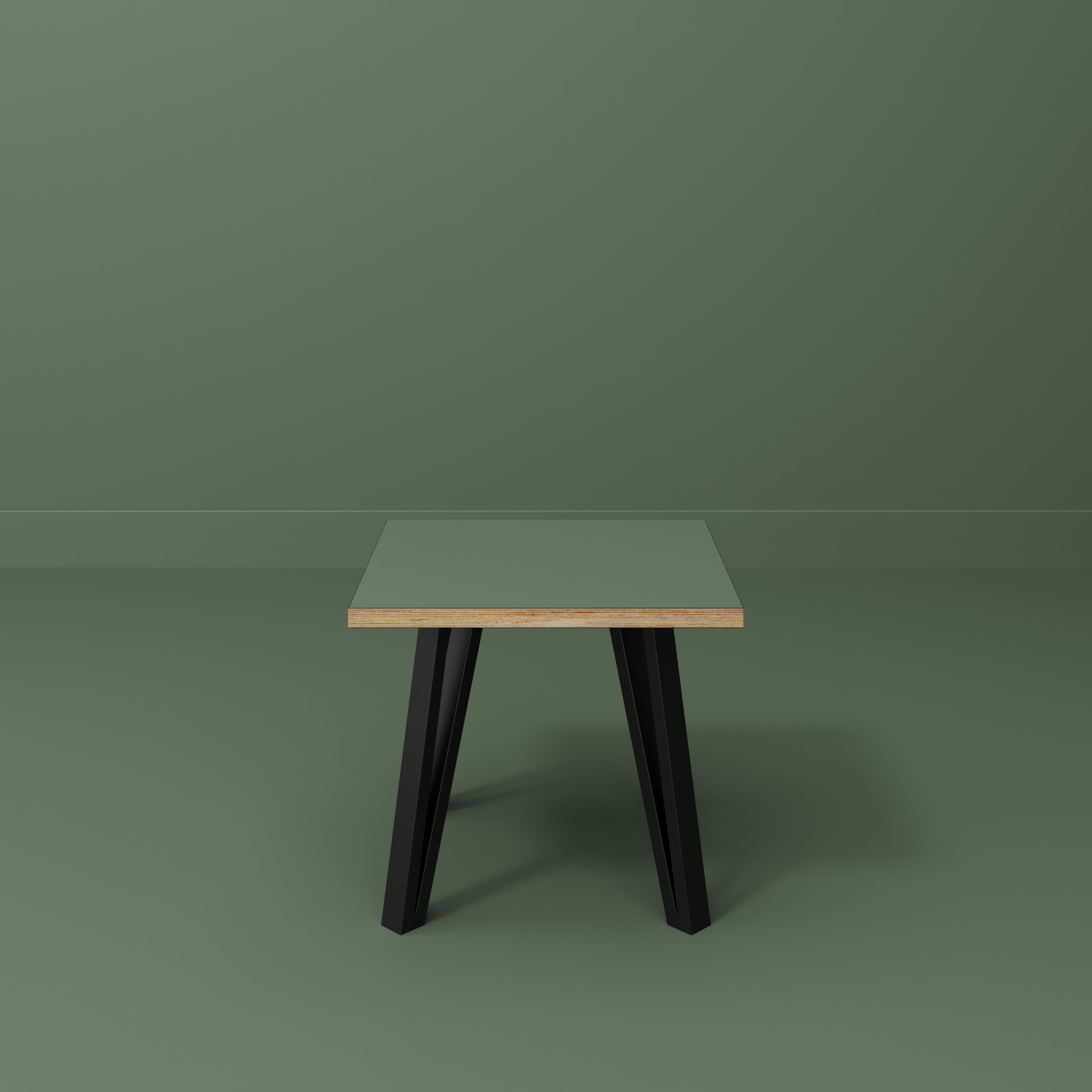 Side Table with Black Box Hairpin Legs - Formica Green Slate - 500(w) x 500(d) x 425(h)
