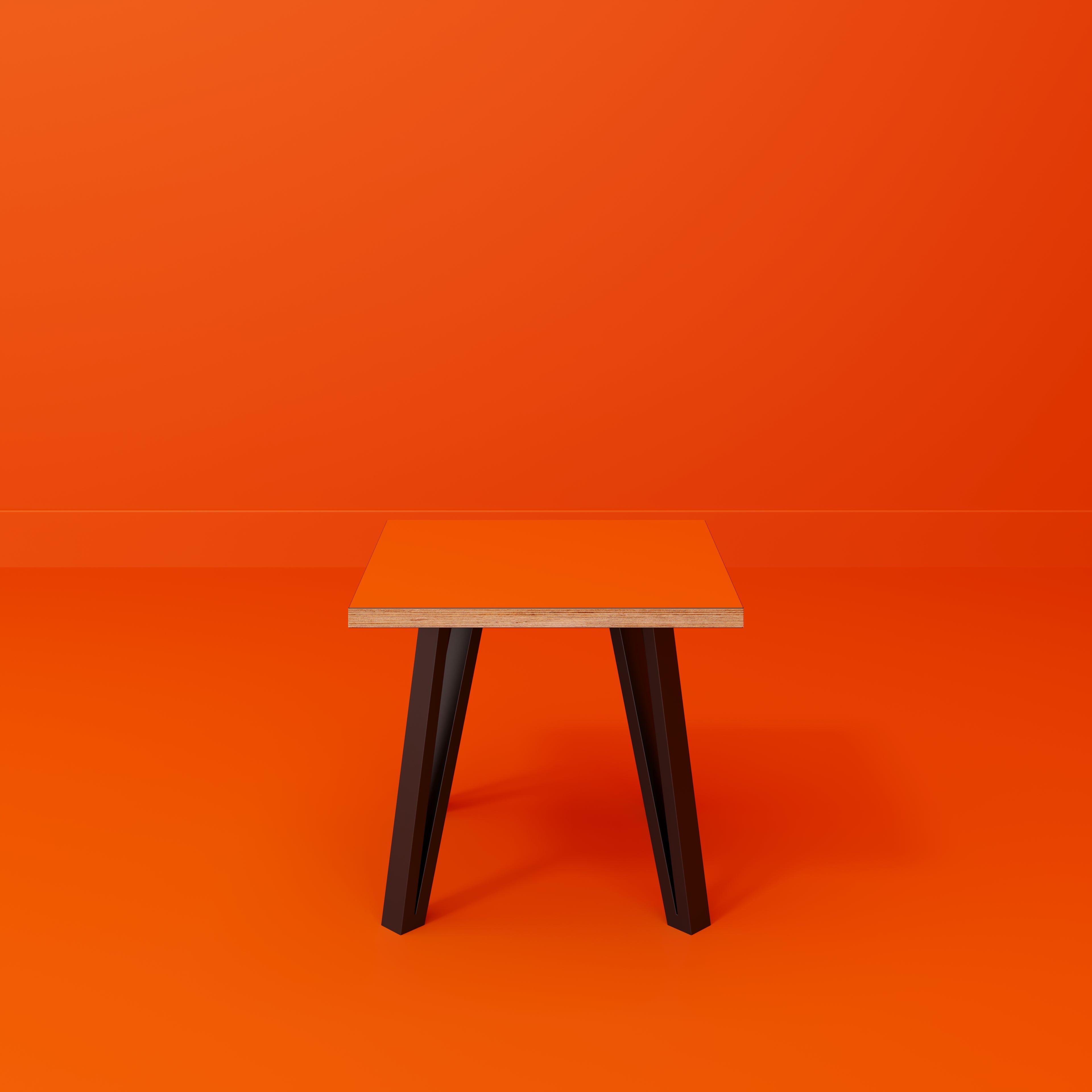 Side Table with Black Box Hairpin Legs - Formica Levante Orange - 500(w) x 500(d) x 425(h)