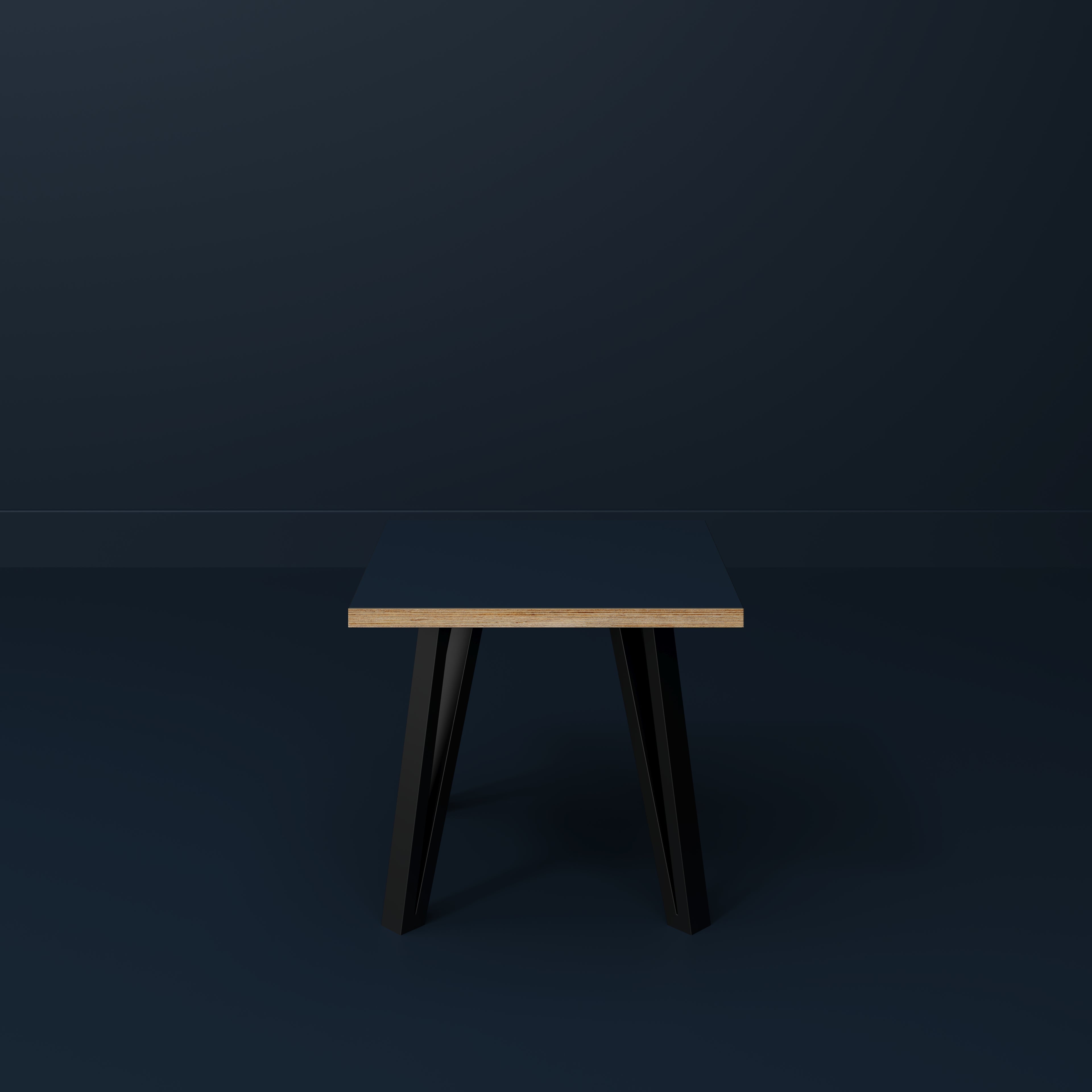 Side Table with Black Box Hairpin Legs - Formica Night Sea Blue - 500(w) x 500(d) x 425(h)