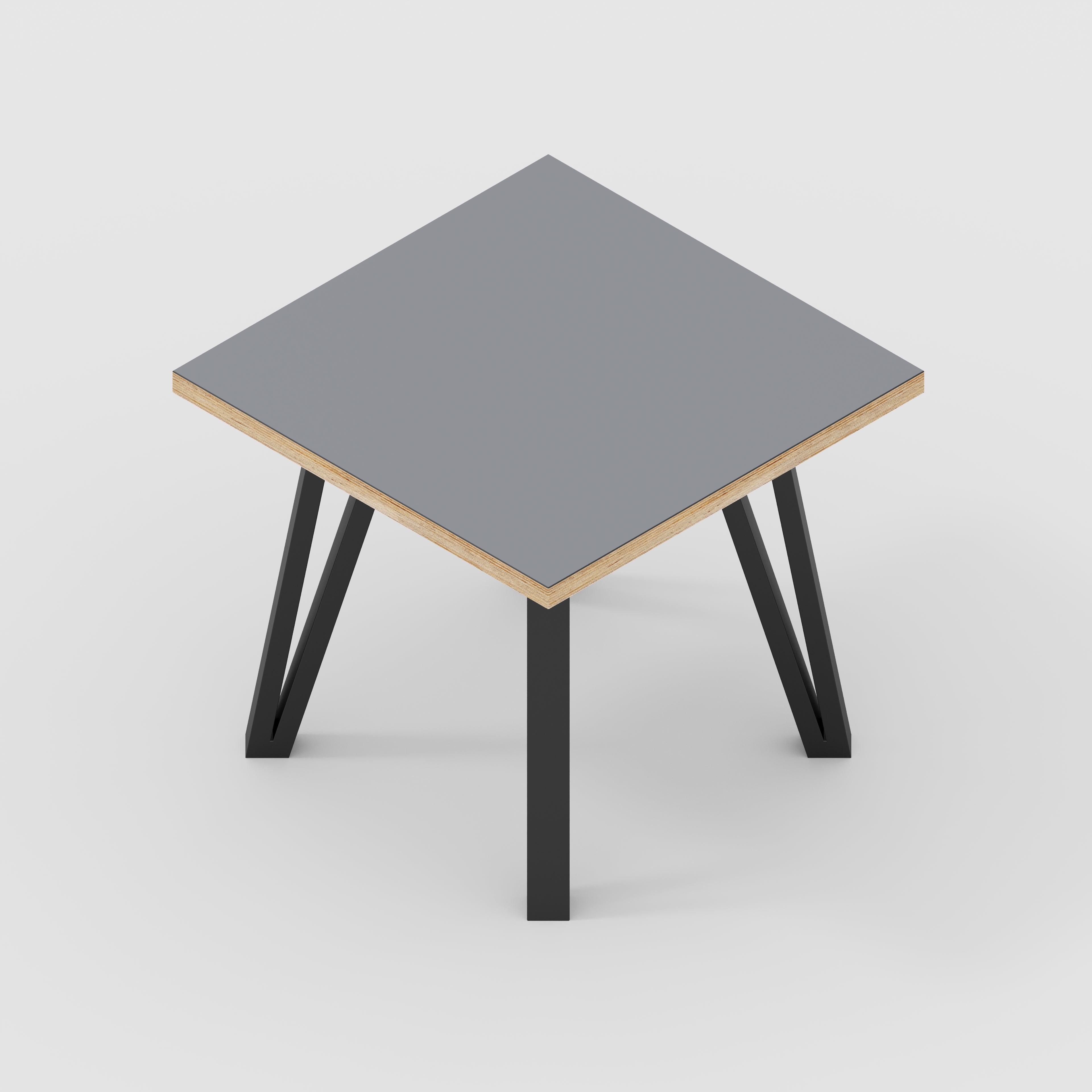 Side Table with Black Box Hairpin Legs - Formica Tornado Grey - 500(w) x 500(d) x 425(h)