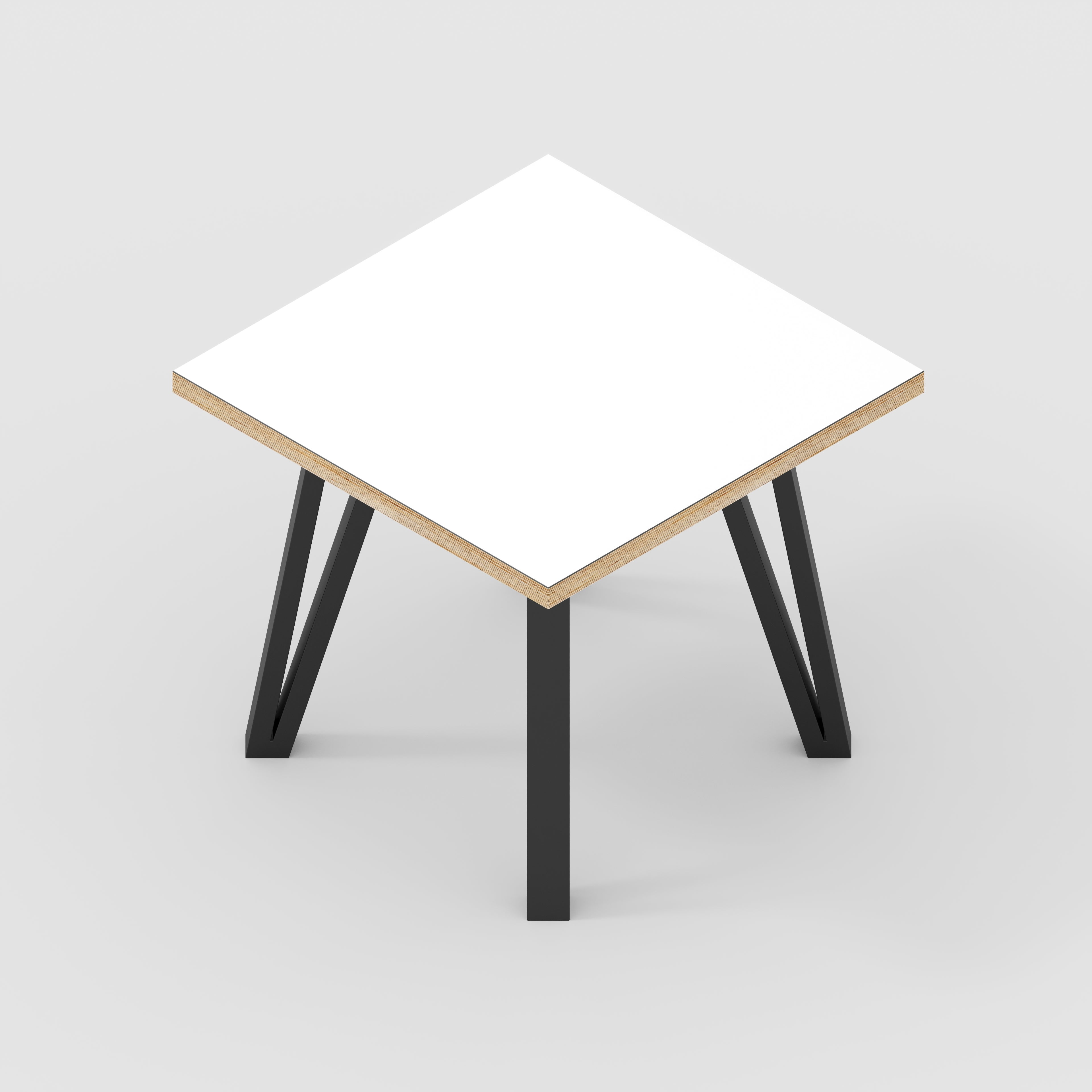 Side Table with Black Box Hairpin Legs Formica White 500(w) x 500