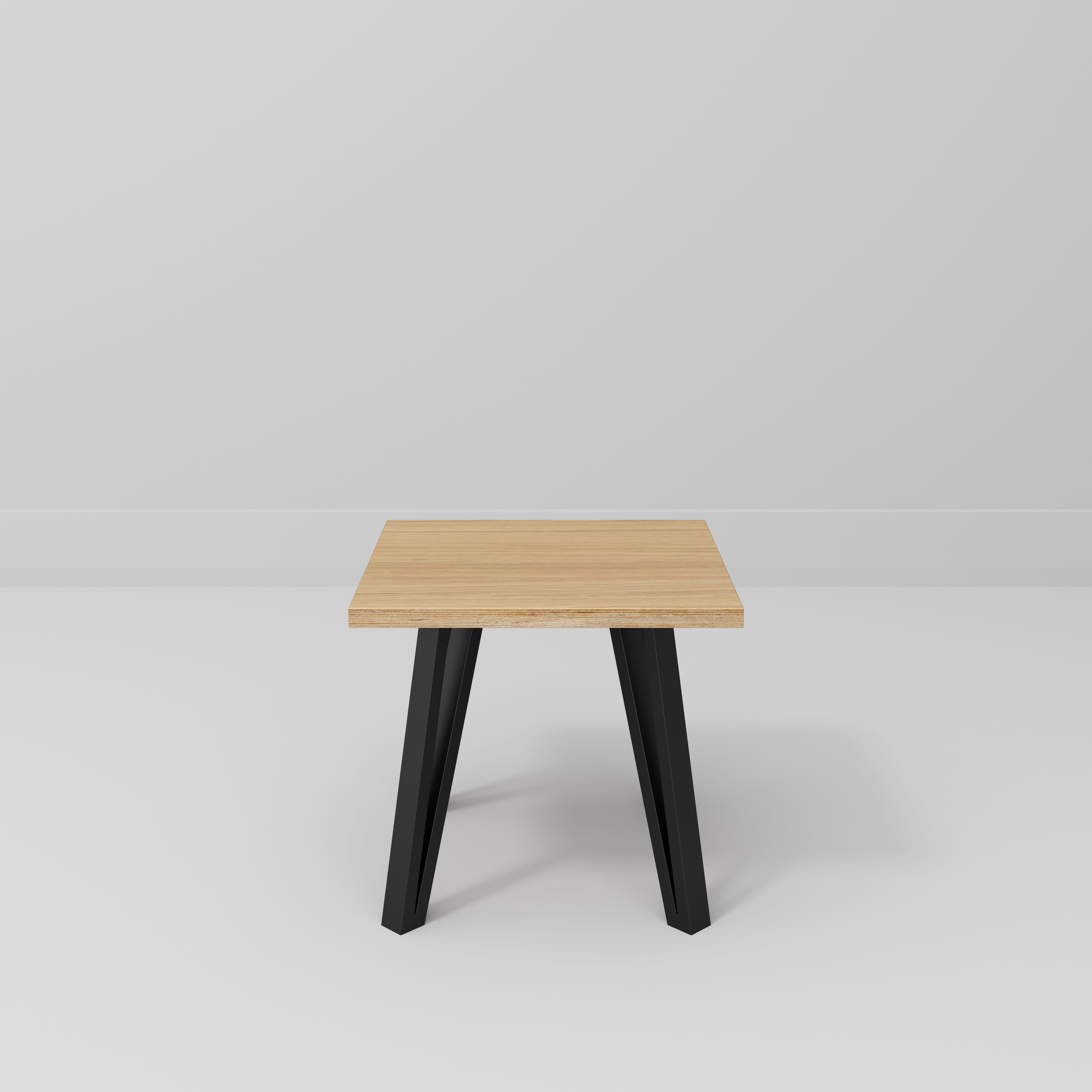 Side Table with Black Box Hairpin Legs - Plywood Oak - 500(w) x 500(d) x 425(h)