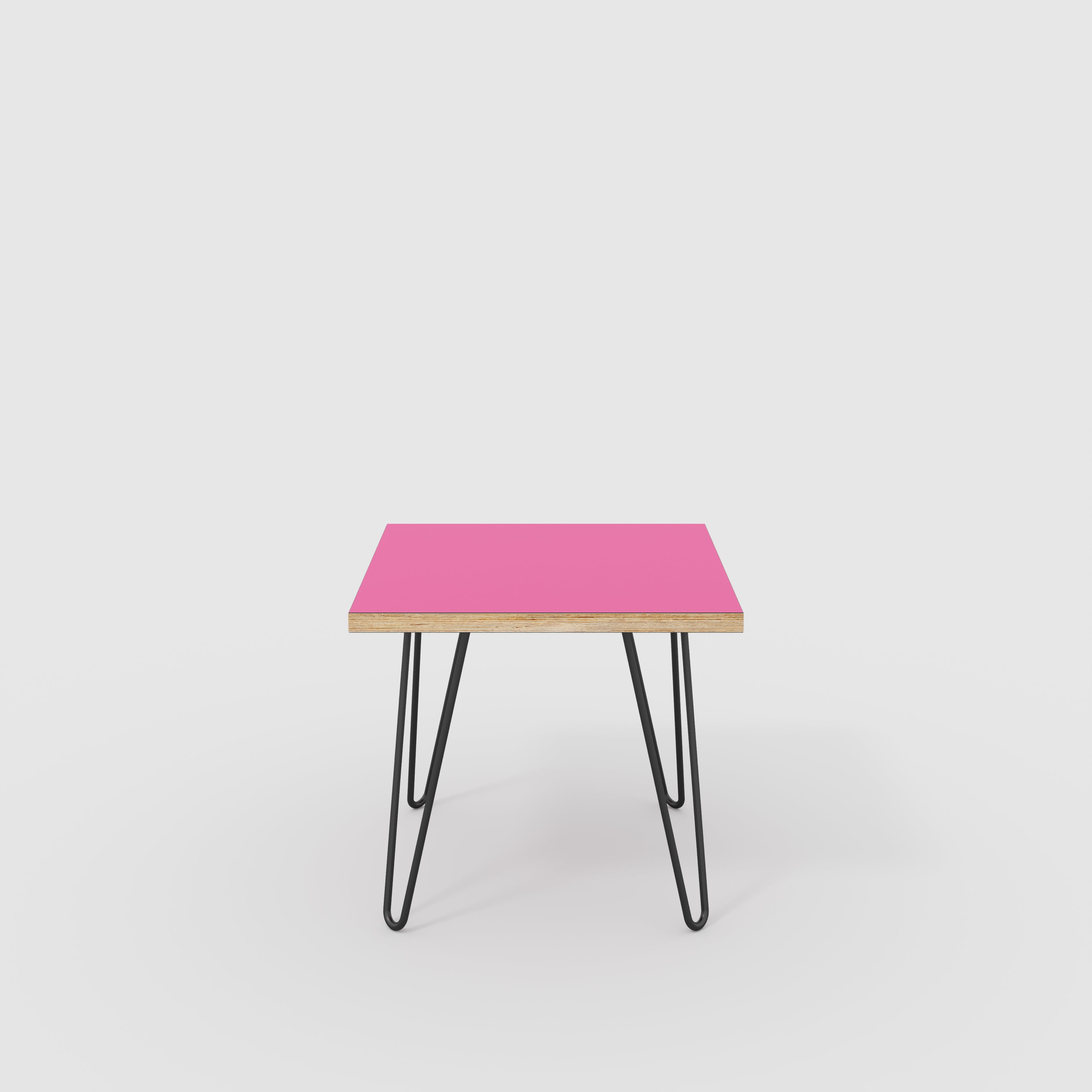 Side Table with Black Hairpin Legs - Formica Juicy Pink - 500(w) x 500(d) x 425(h)