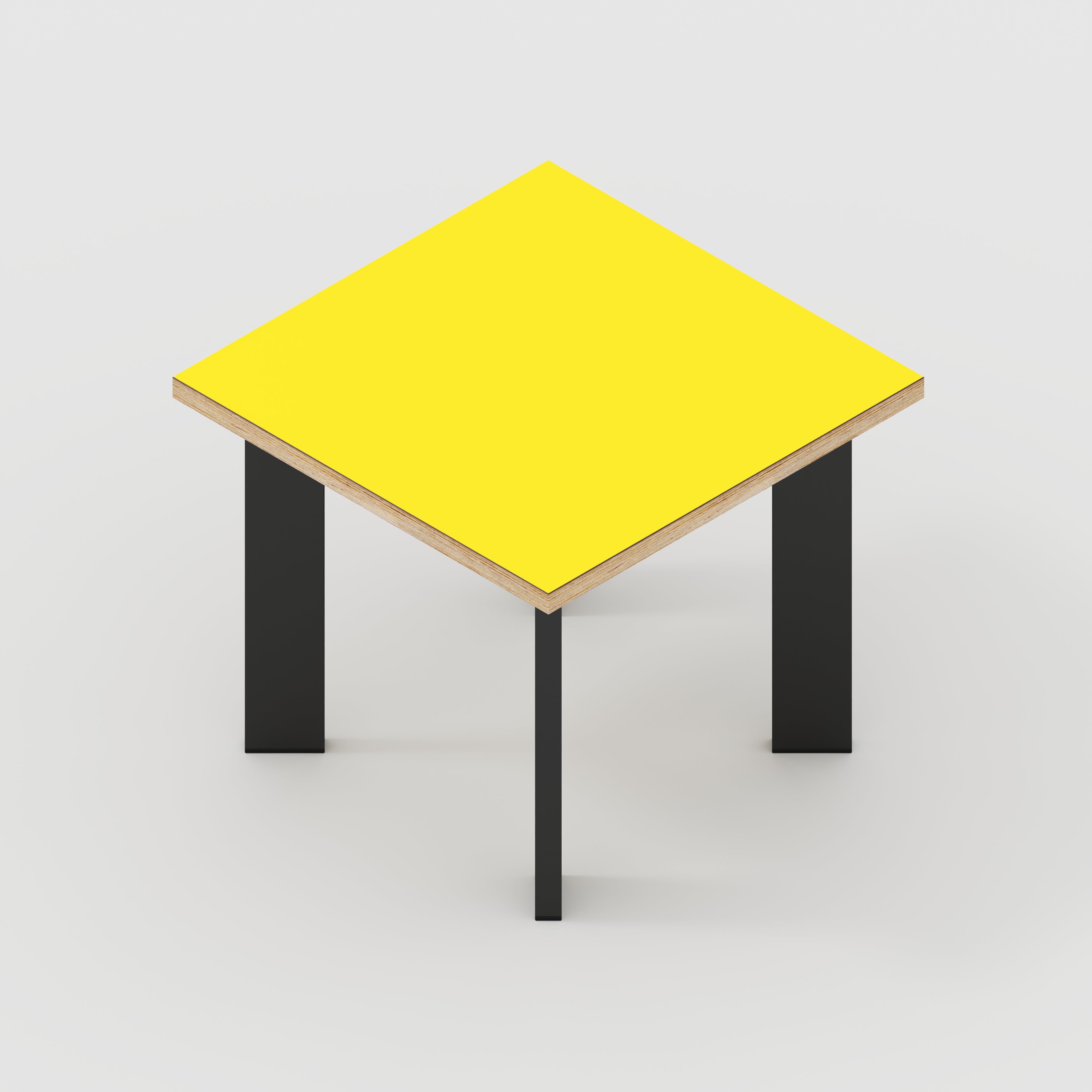 Side Table with Rectangular Single Pin Legs - Formica Chrome Yellow - 500(w) x 500(d) x 425(h)