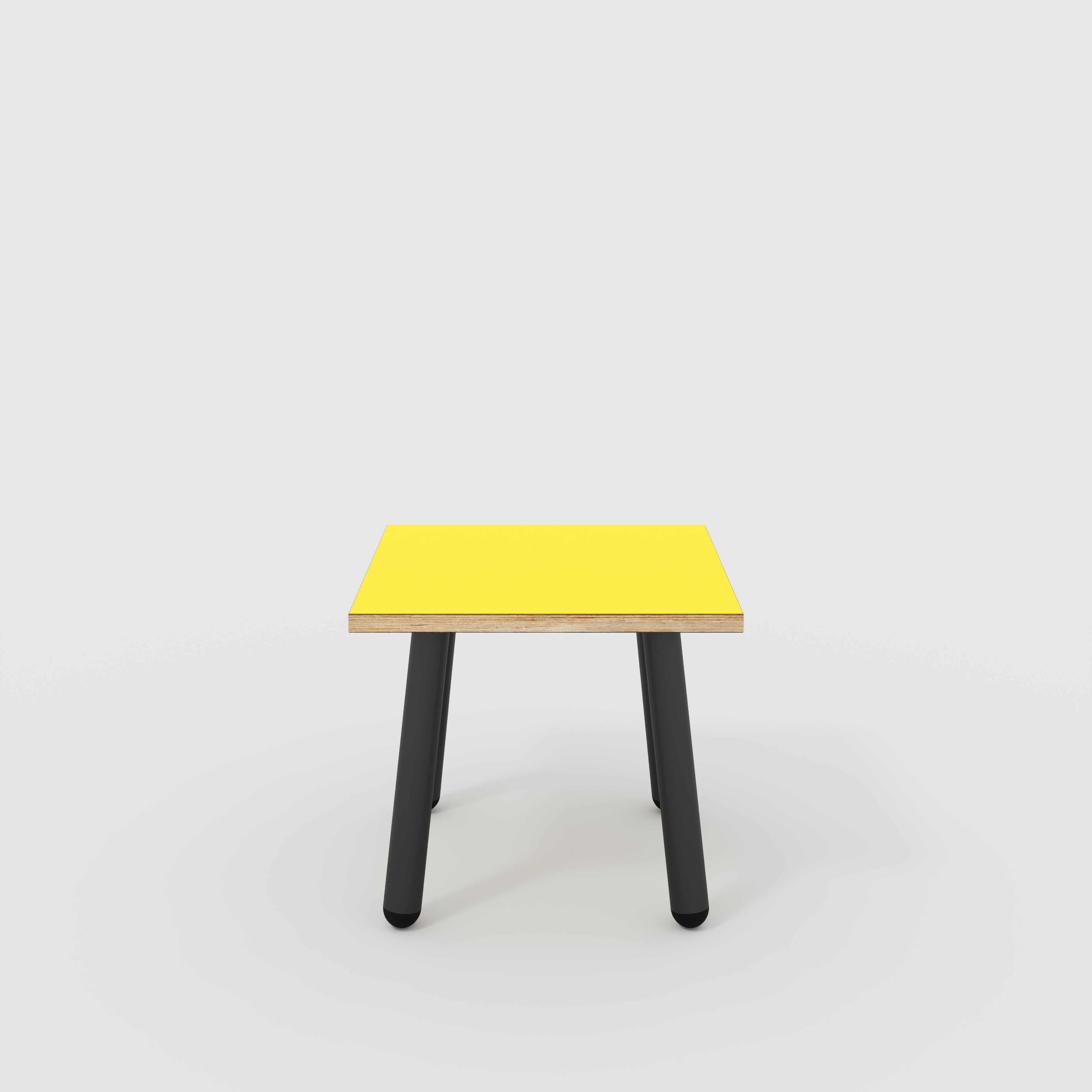 Side Table with Round Single Pin Legs - Formica Chrome Yellow - 500(w) x 500(d) x 425(h)