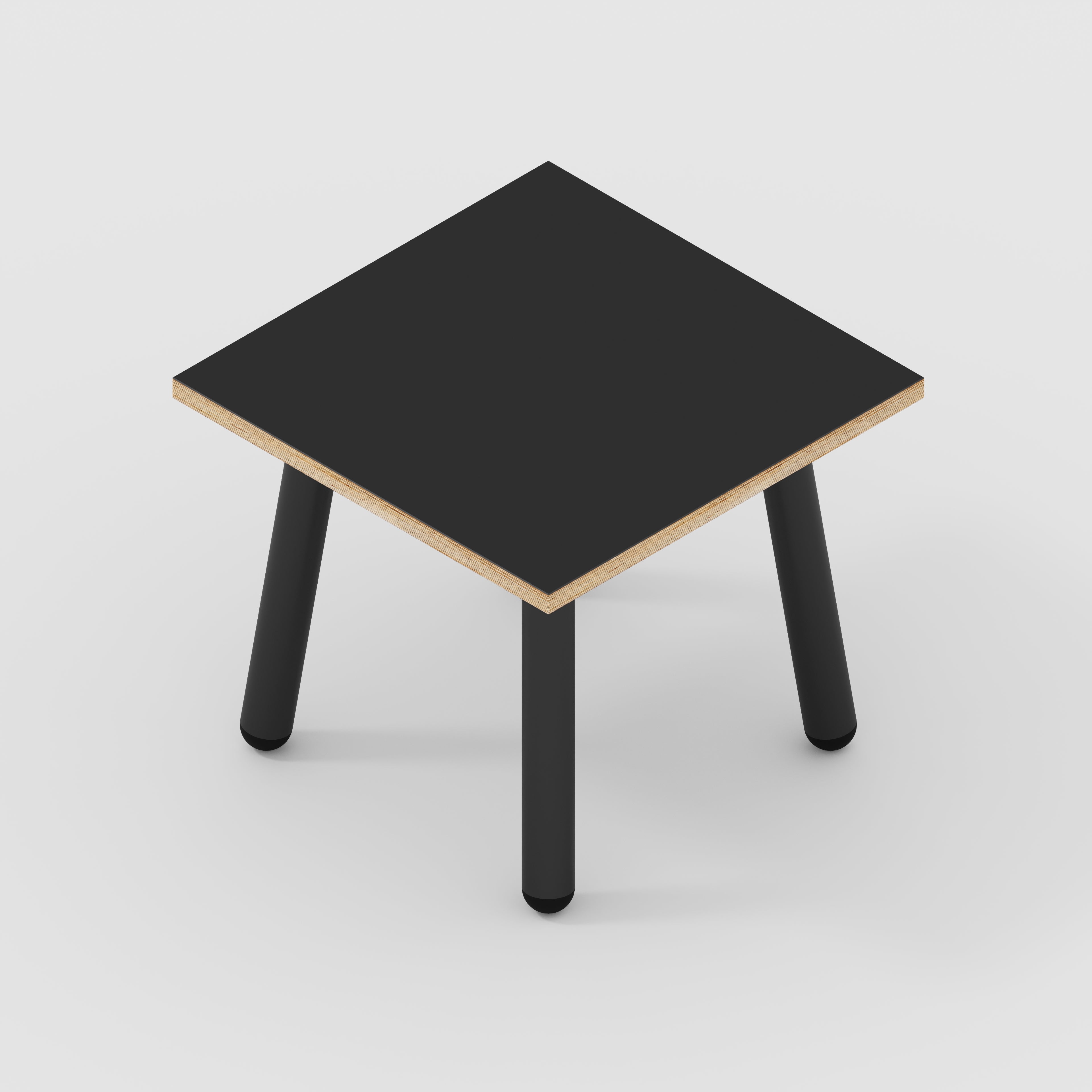 Side Table with Round Single Pin Legs - Formica Diamond Black - 500(w) x 500(d) x 425(h)