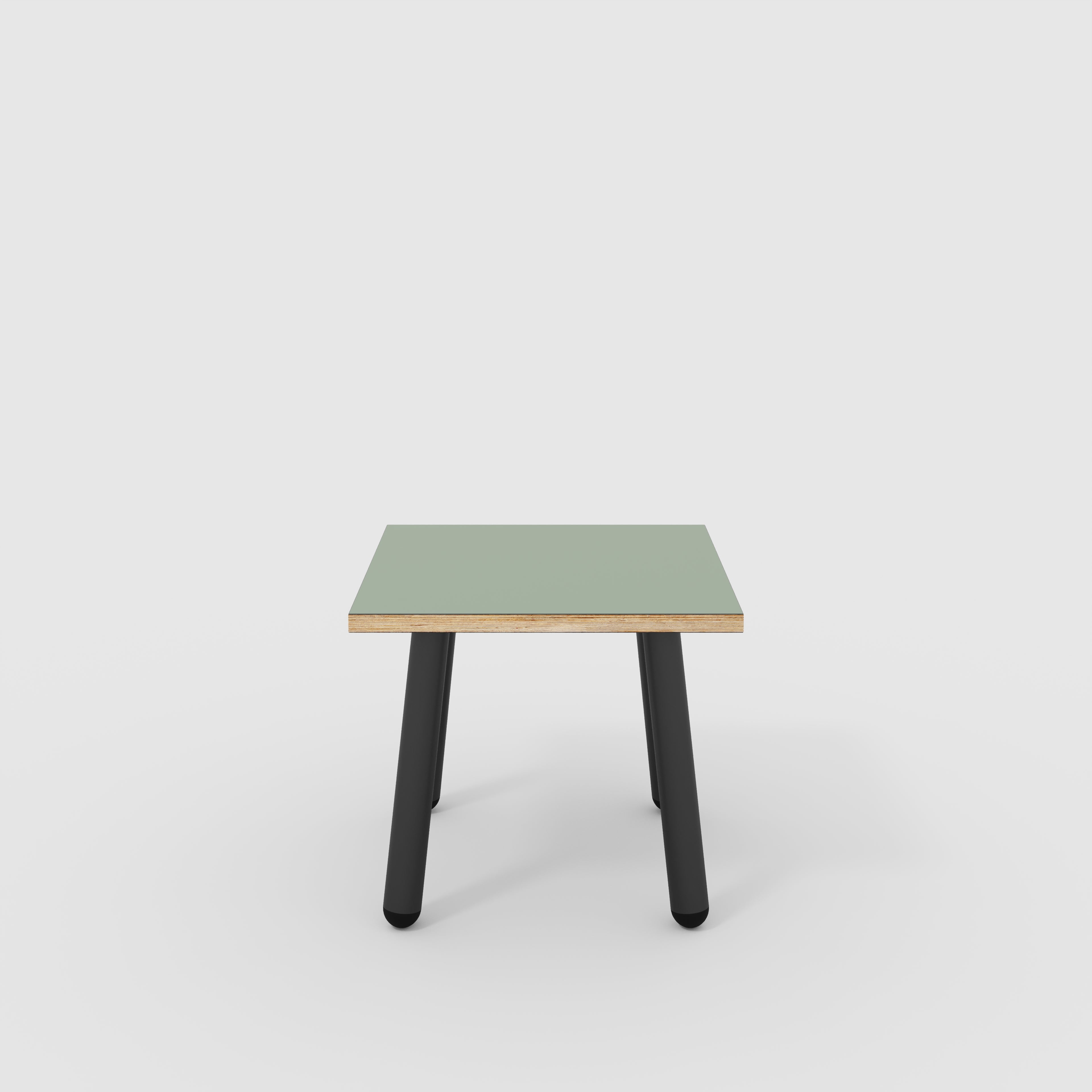 Side Table with Round Single Pin Legs - Formica Green Slate - 500(w) x 500(d) x 425(h)
