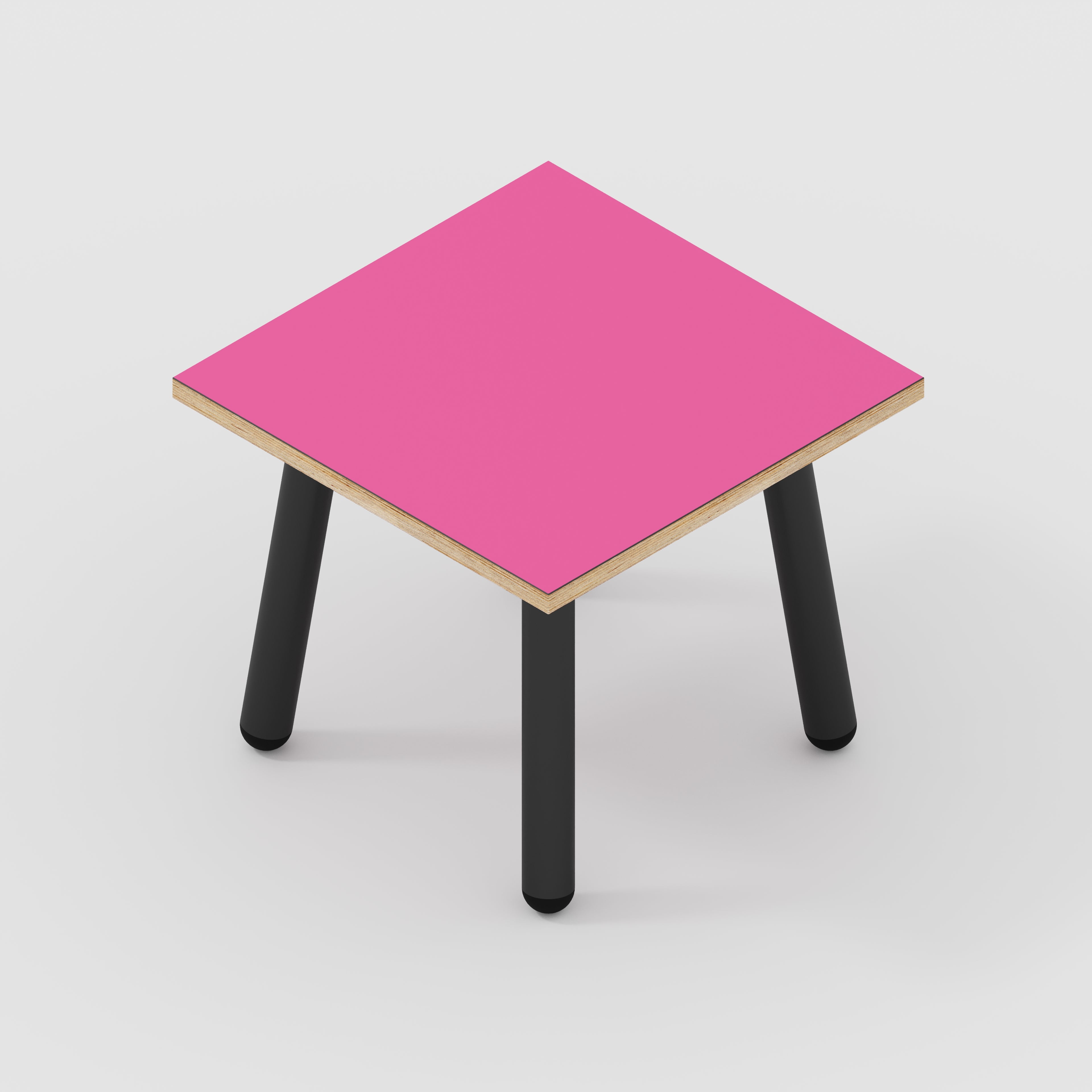 Side Table with Round Single Pin Legs - Formica Juicy Pink - 500(w) x 500(d) x 425(h)