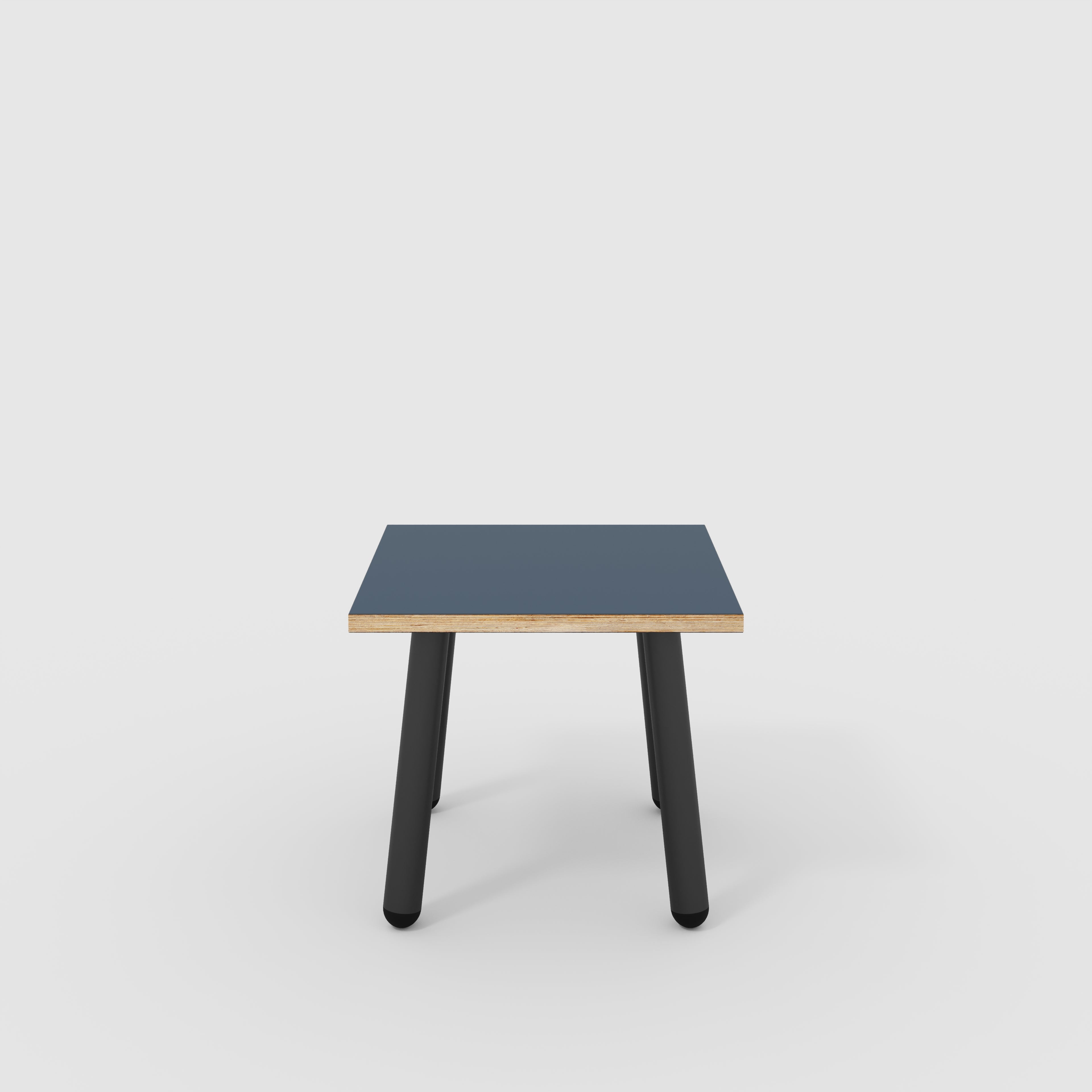 Side Table with Round Single Pin Legs - Formica Night Sea Blue - 500(w) x 500(d) x 425(h)