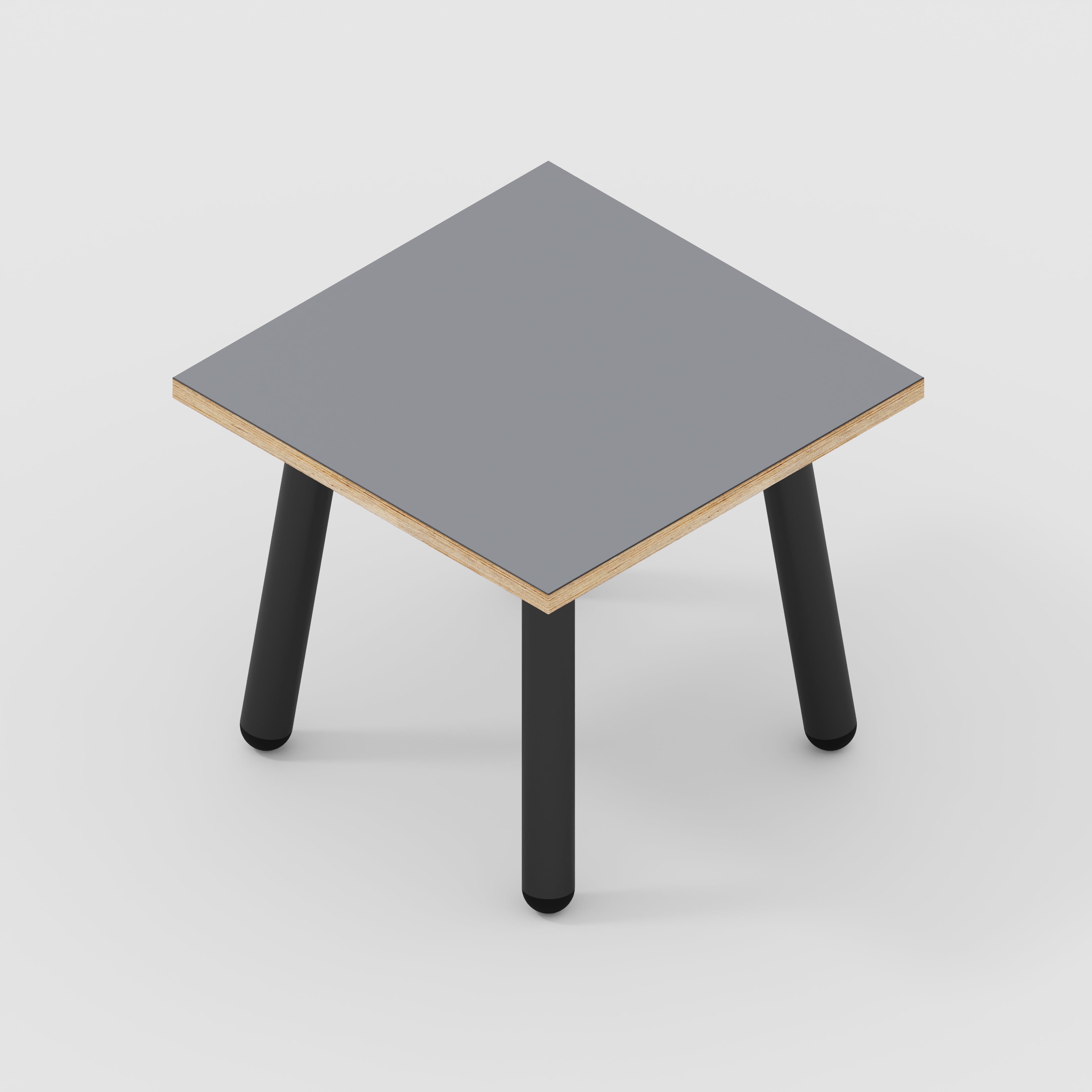 Side Table with Round Single Pin Legs - Formica Tornado Grey - 500(w) x 500(d) x 425(h)
