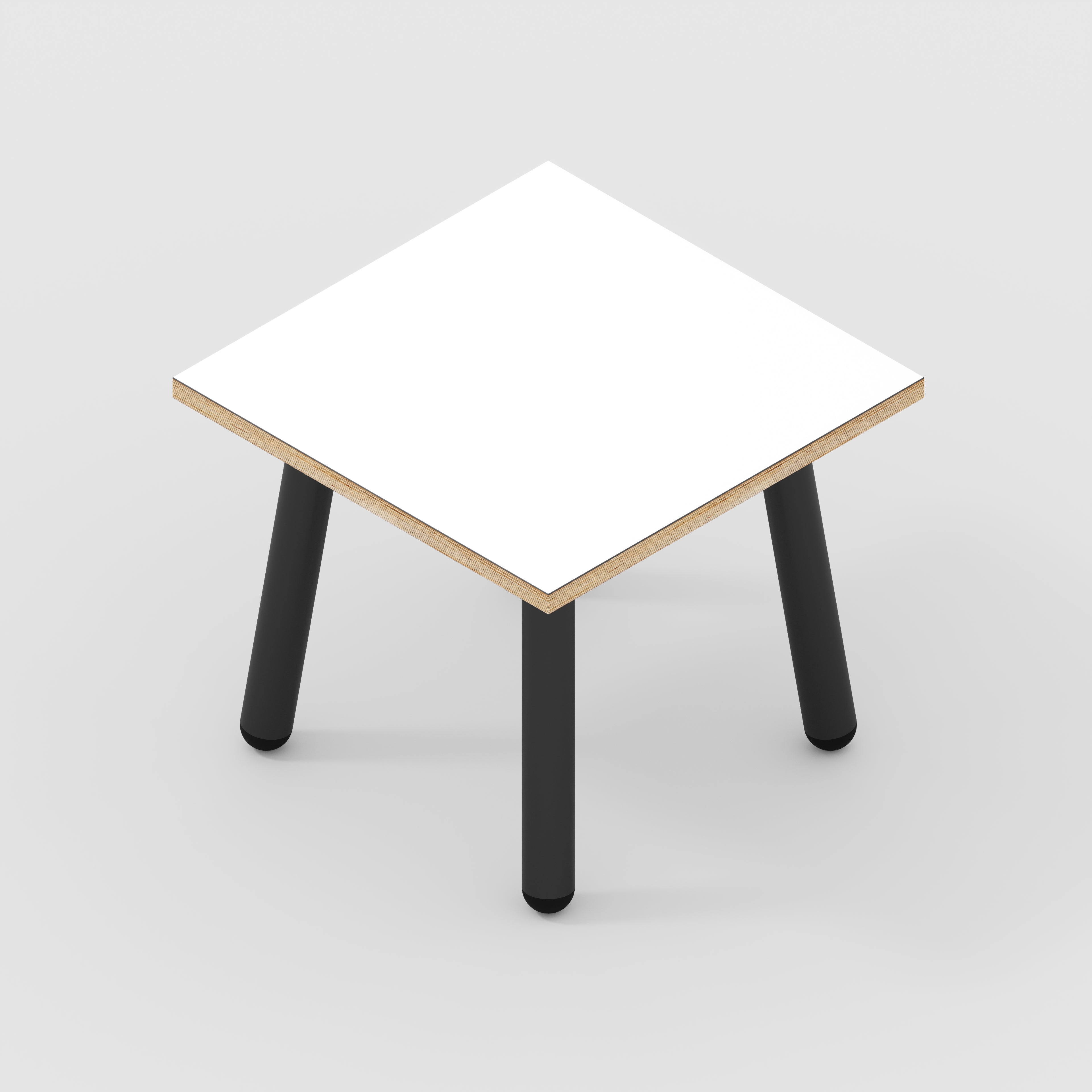 Plywood Side Table with Round Single Pin Legs - Formica White - 500(w) x 500(d) x 425(h)