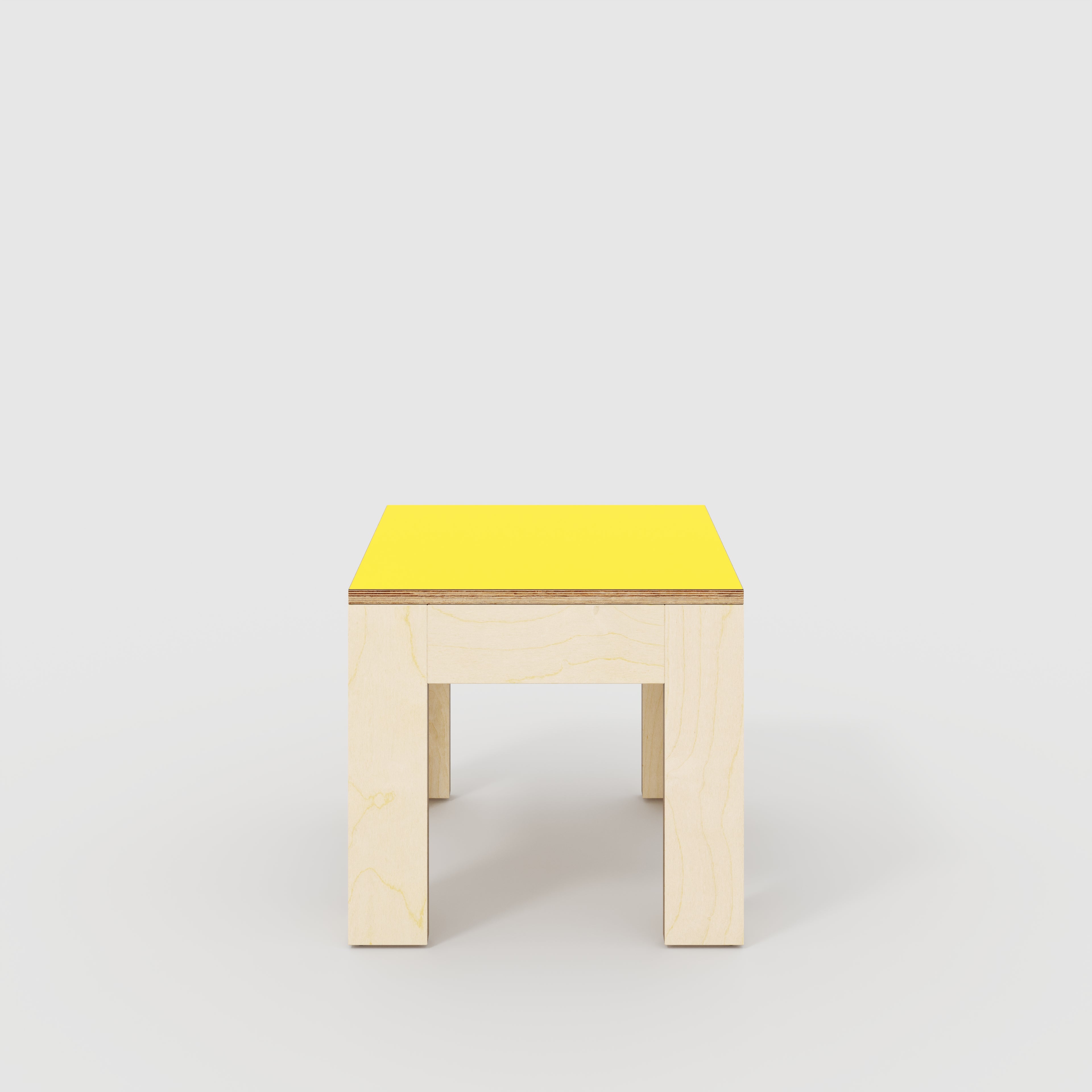 Side Table with Solid Frame - Formica Chrome Yellow - 500(w) x 500(d) x 450(h)