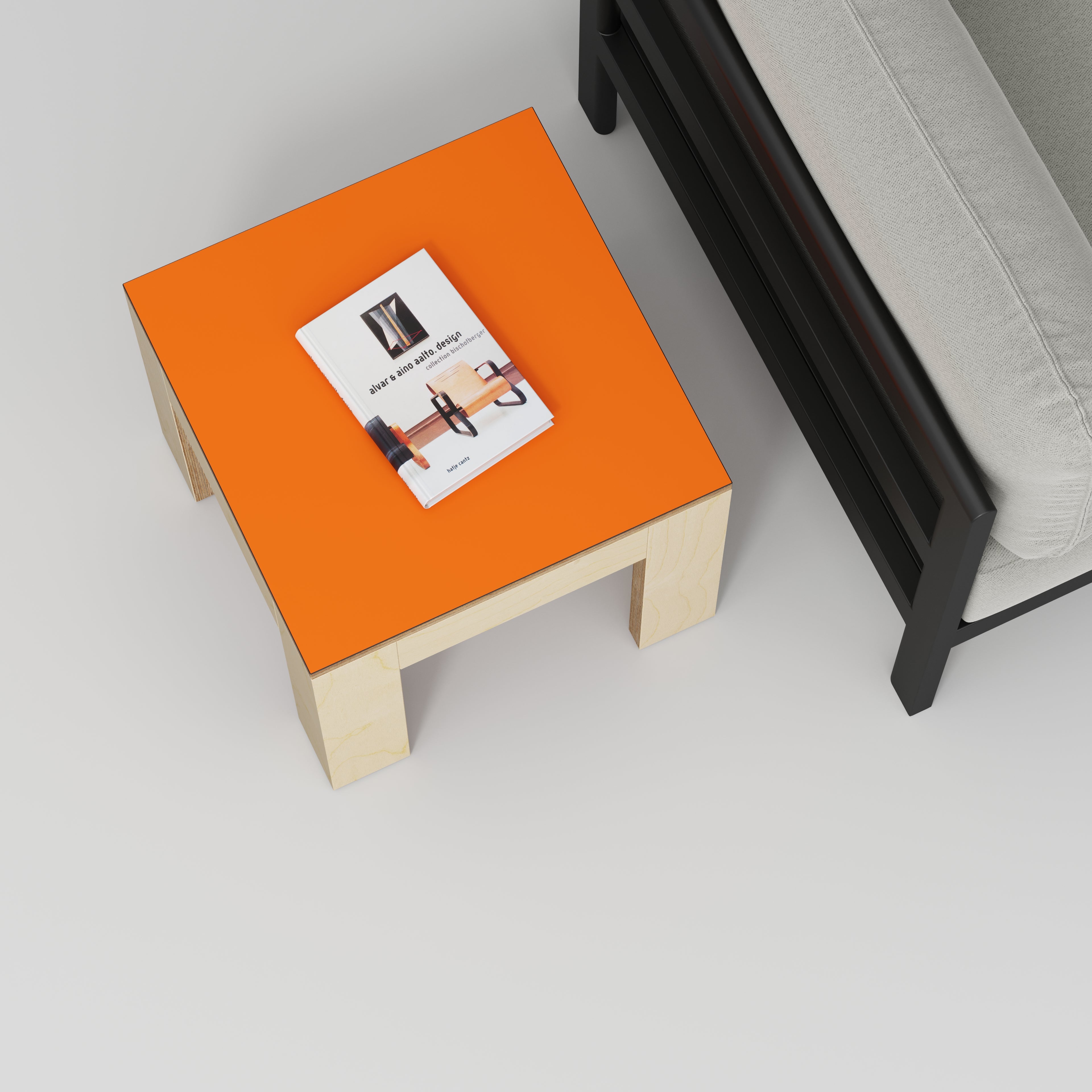 Side Table with Solid Frame - Formica Levante Orange - 500(w) x 500(d) x 450(h)