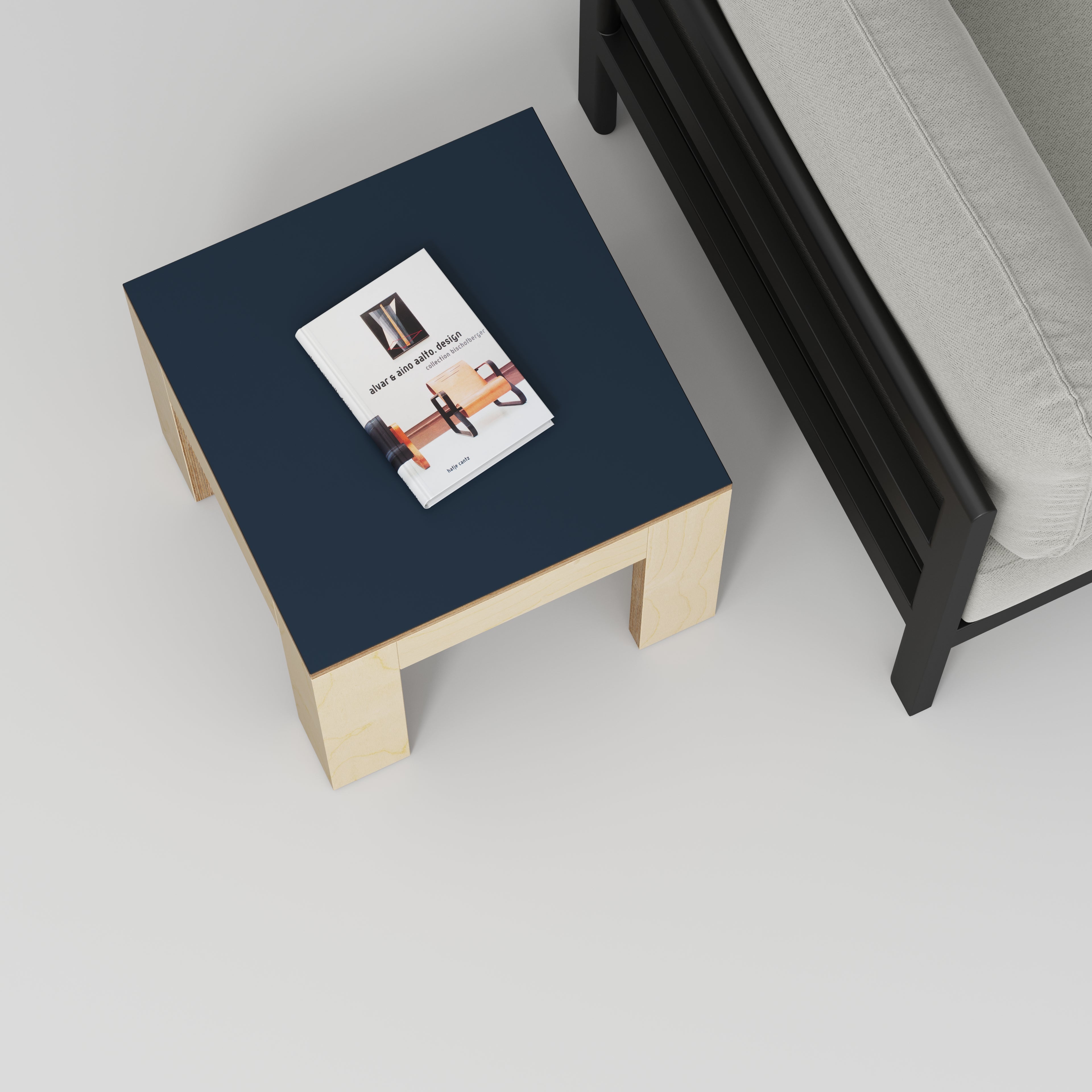 Side Table with Solid Frame - Formica Night Sea Blue - 500(w) x 500(d) x 450(h)