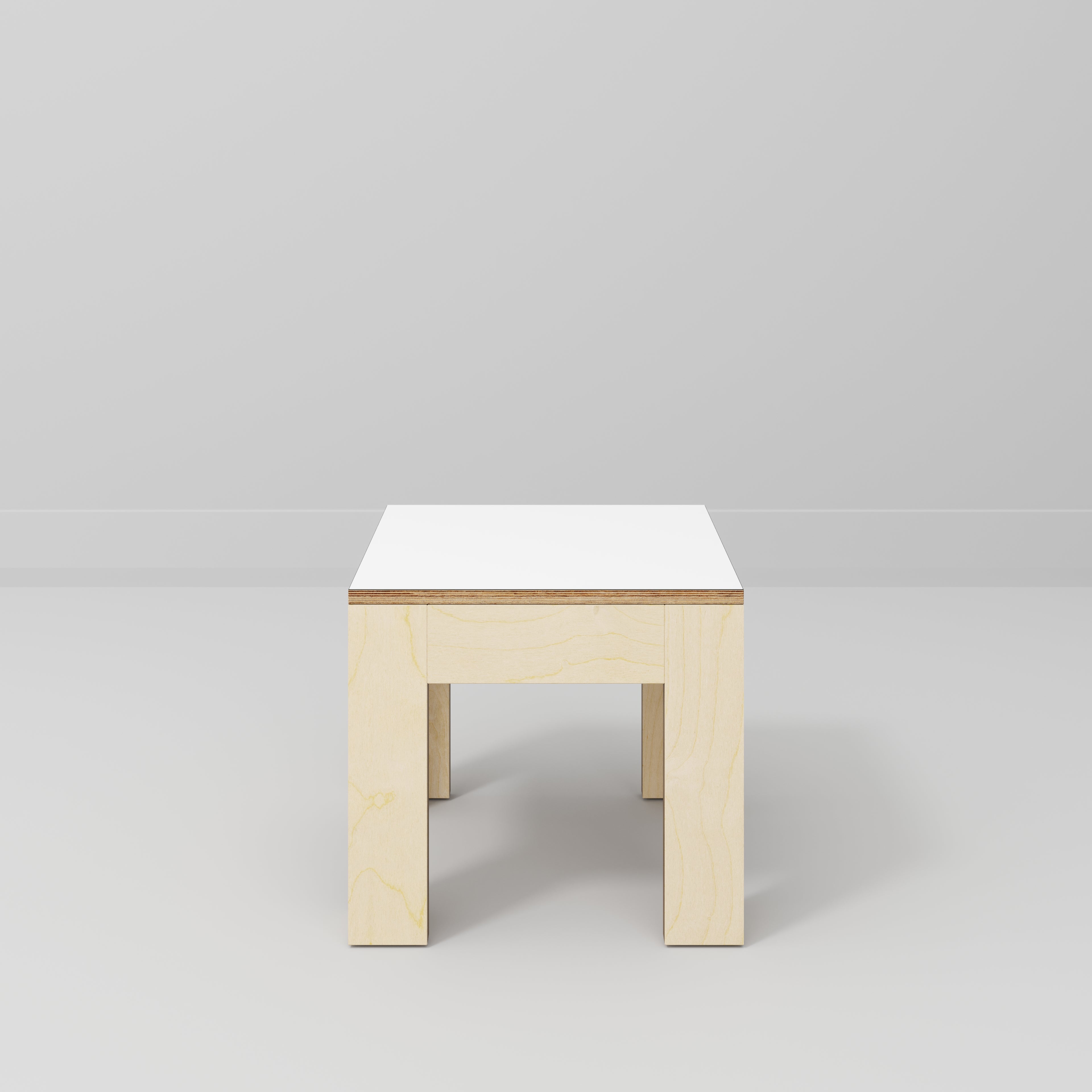 Side Table with Solid Frame - Formica White - 500(w) x 500(d) x 450(h)