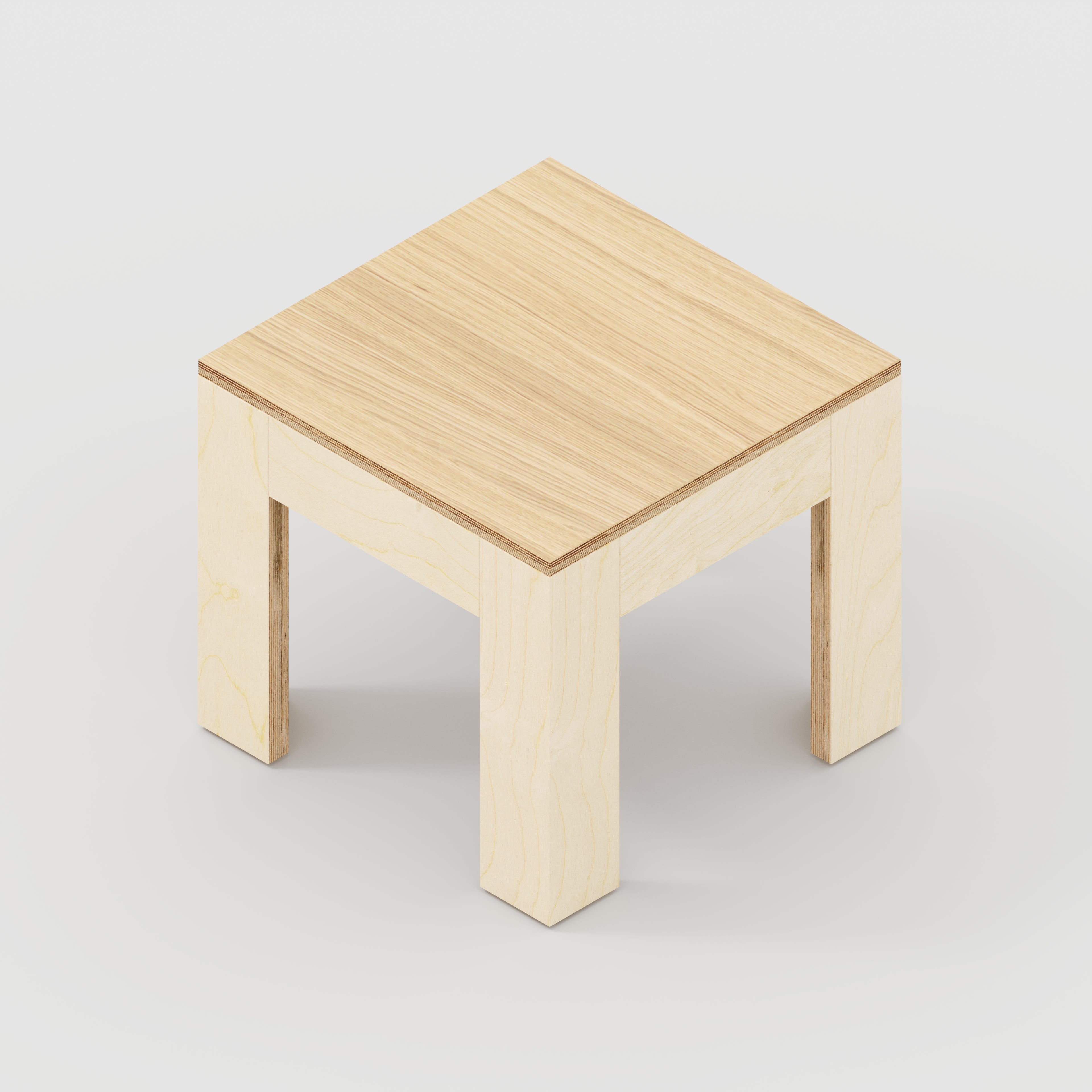 Side Table with Solid Frame - Plywood Oak - 500(w) x 500(d) x 450(h)