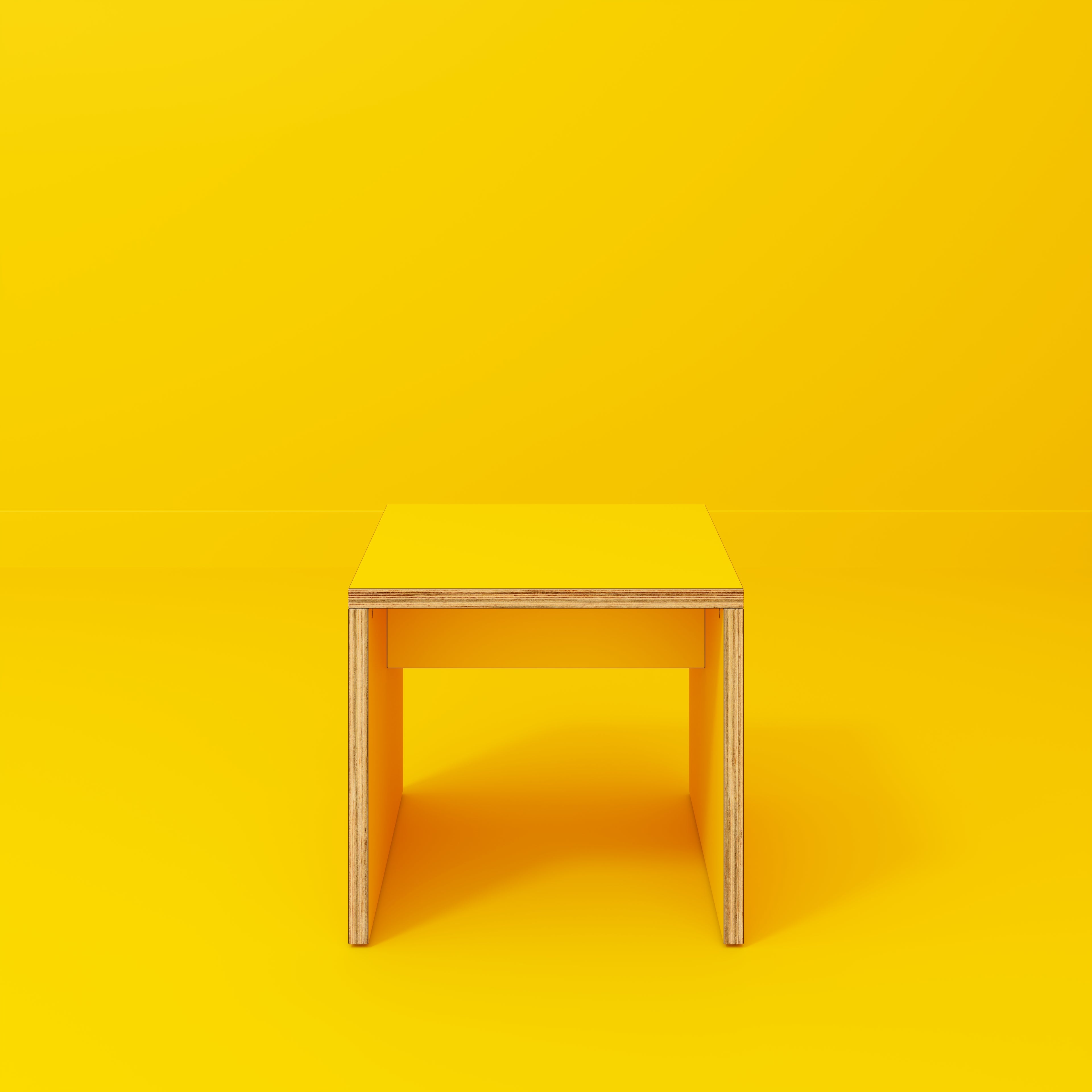 Side Table with Solid Sides - Formica Chrome Yellow - 500(w) x 500(d) x 450(h)