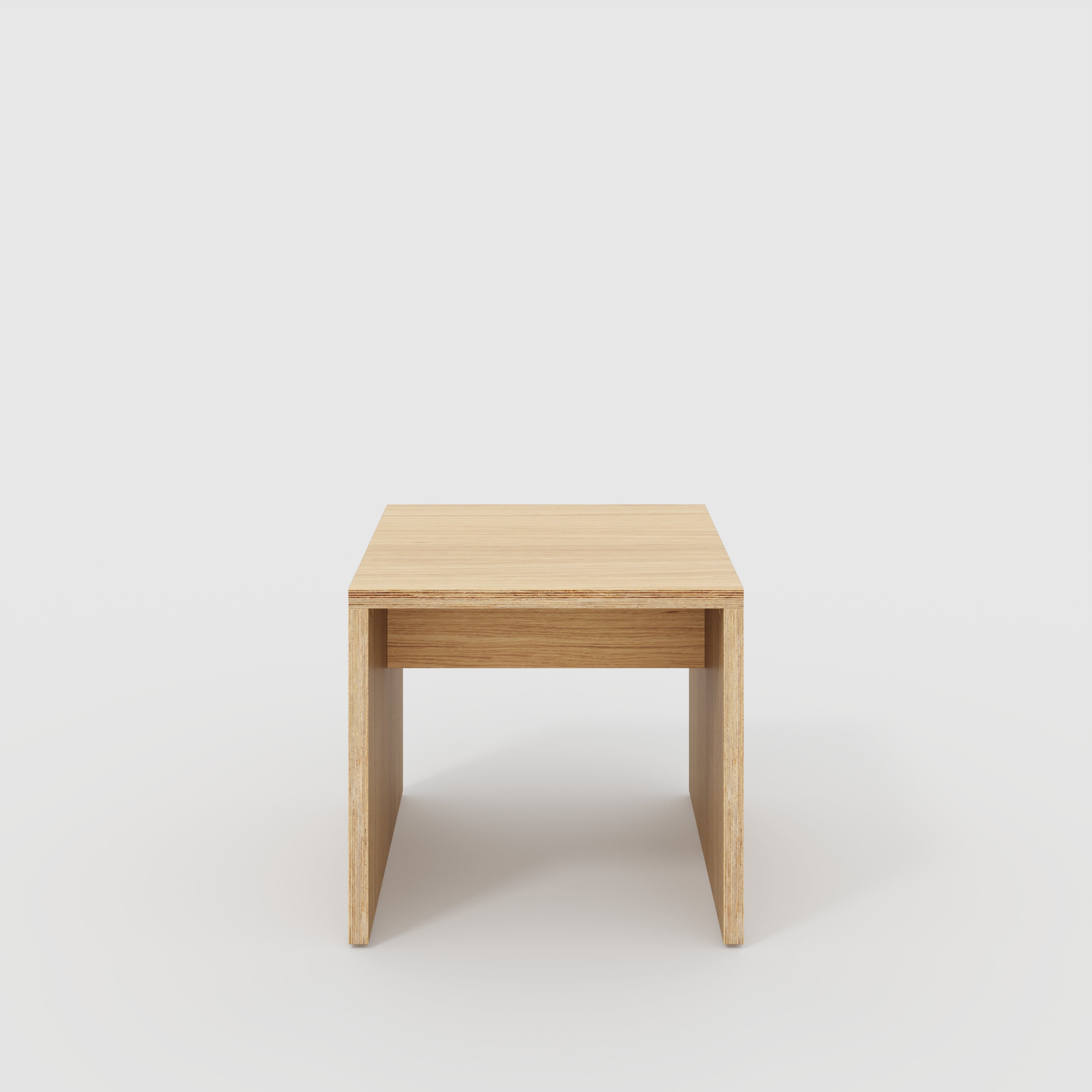 Side Table with Solid Sides - Plywood Oak - 500(w) x 500(d) x 450(h)