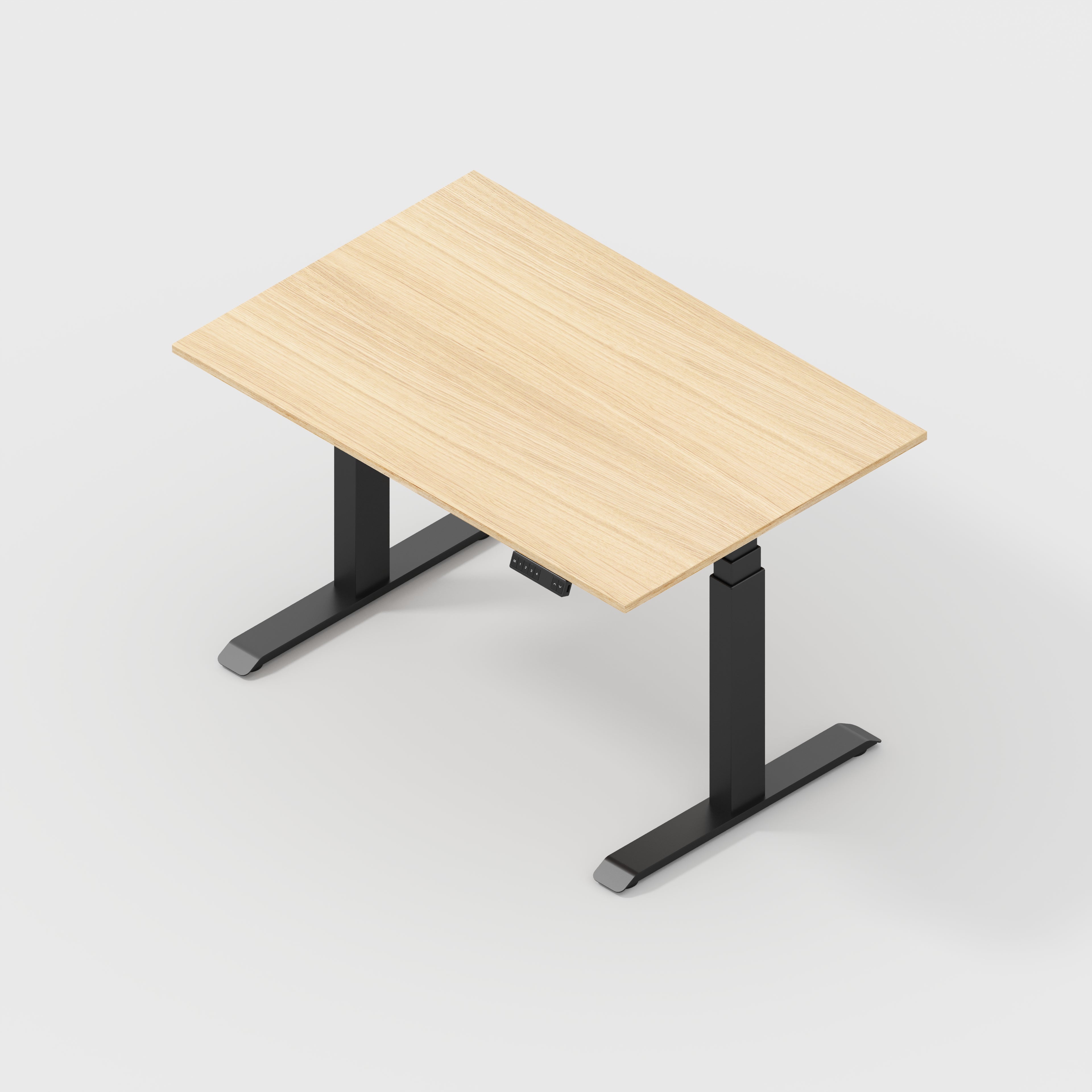 Sit Stand Desk with Black Frame - Plywood Oak - 1200(w) x 800(d)