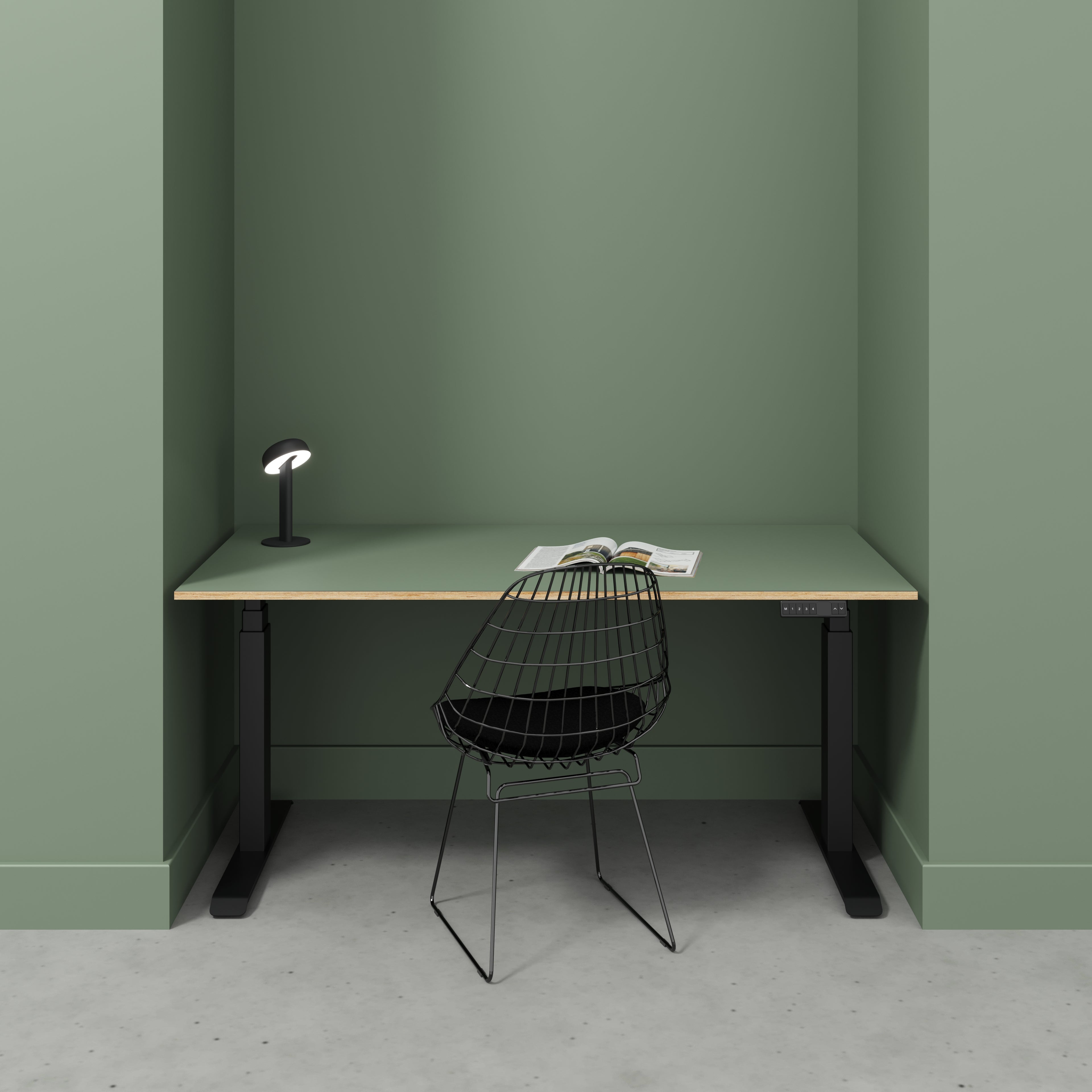 Sit Stand Desk with Black Frame - Formica Green Slate - 1600(w) x 800(d)