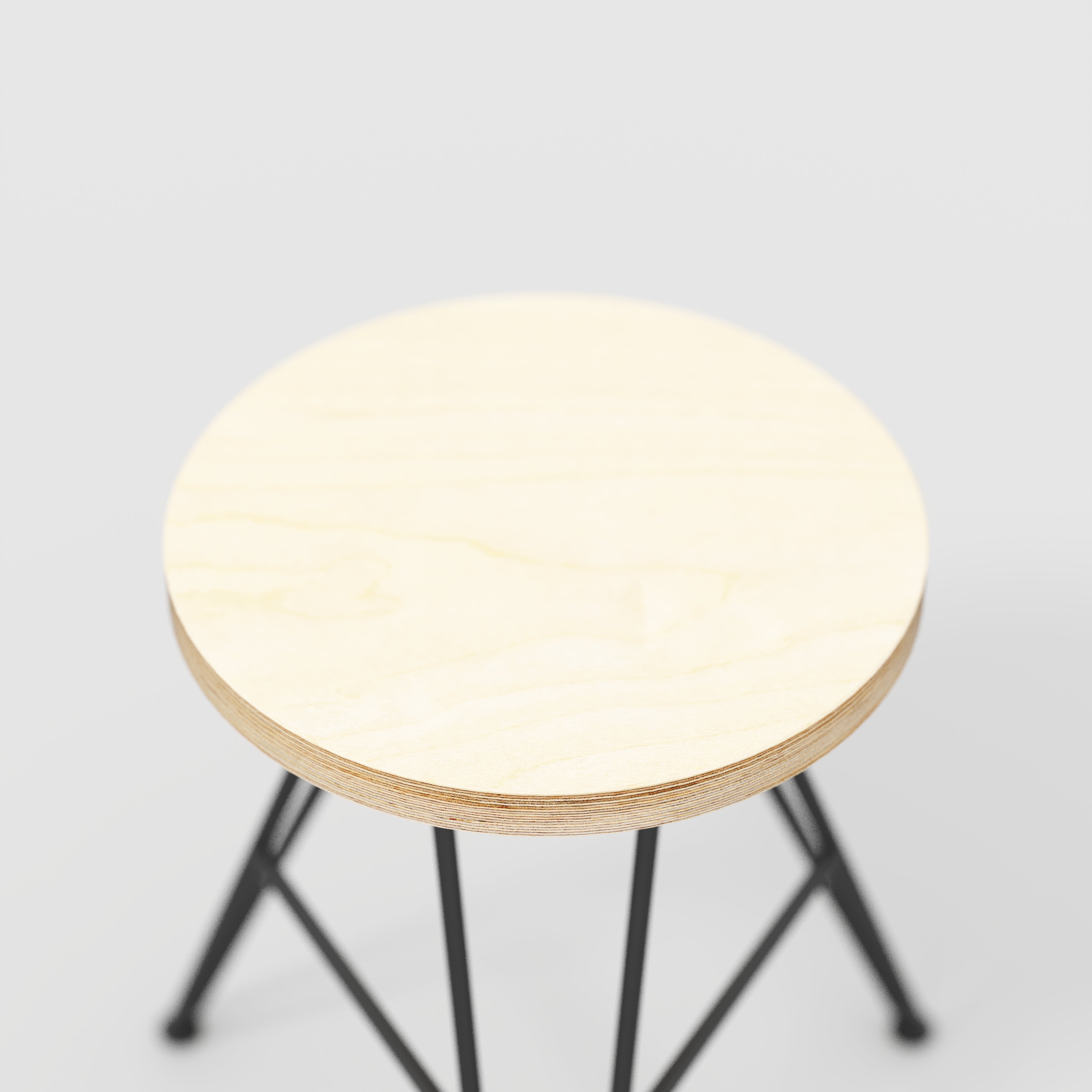 Stool with Black Hairpin Base - Plywood Birch