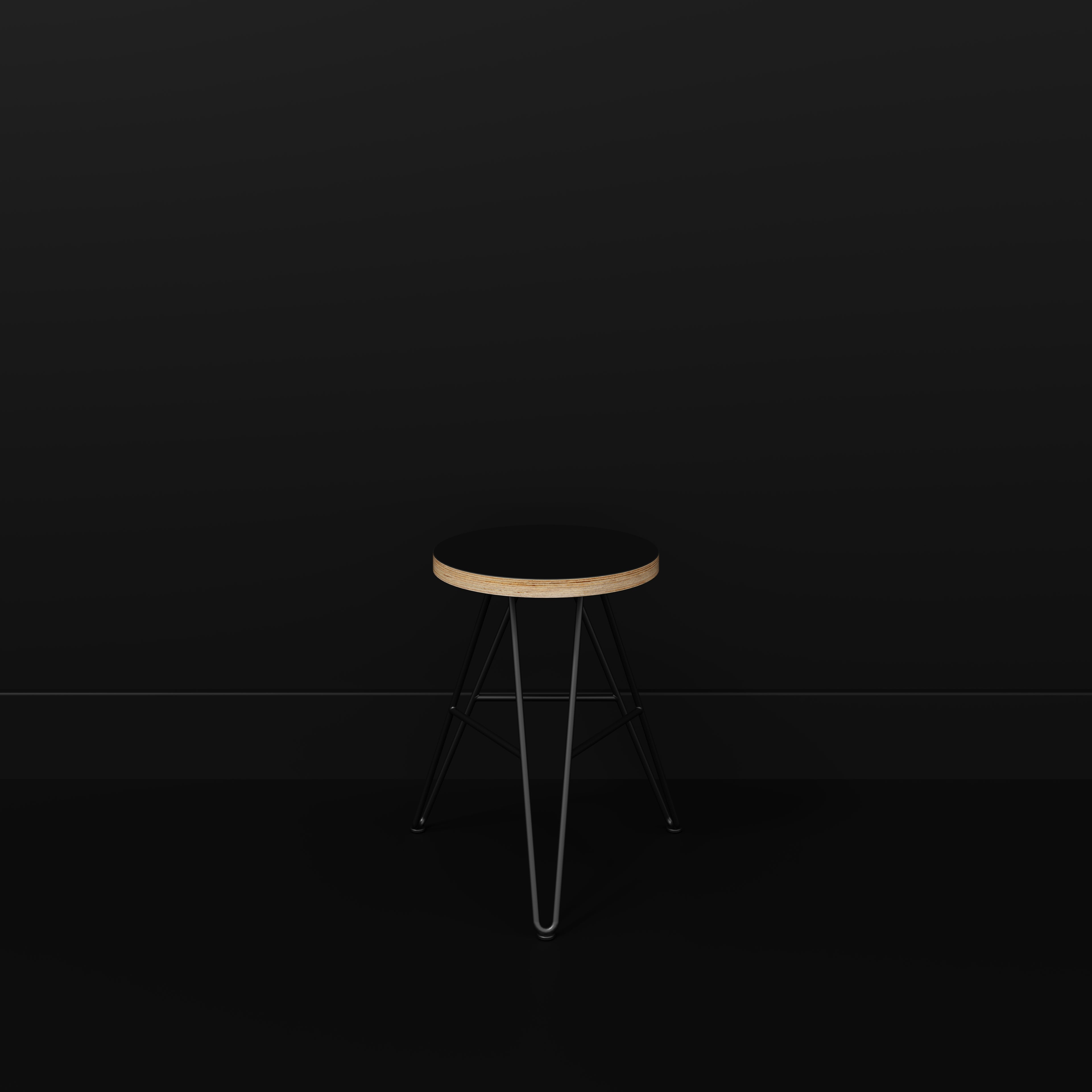 Stool with Black Hairpin Base - Formica Diamond Black