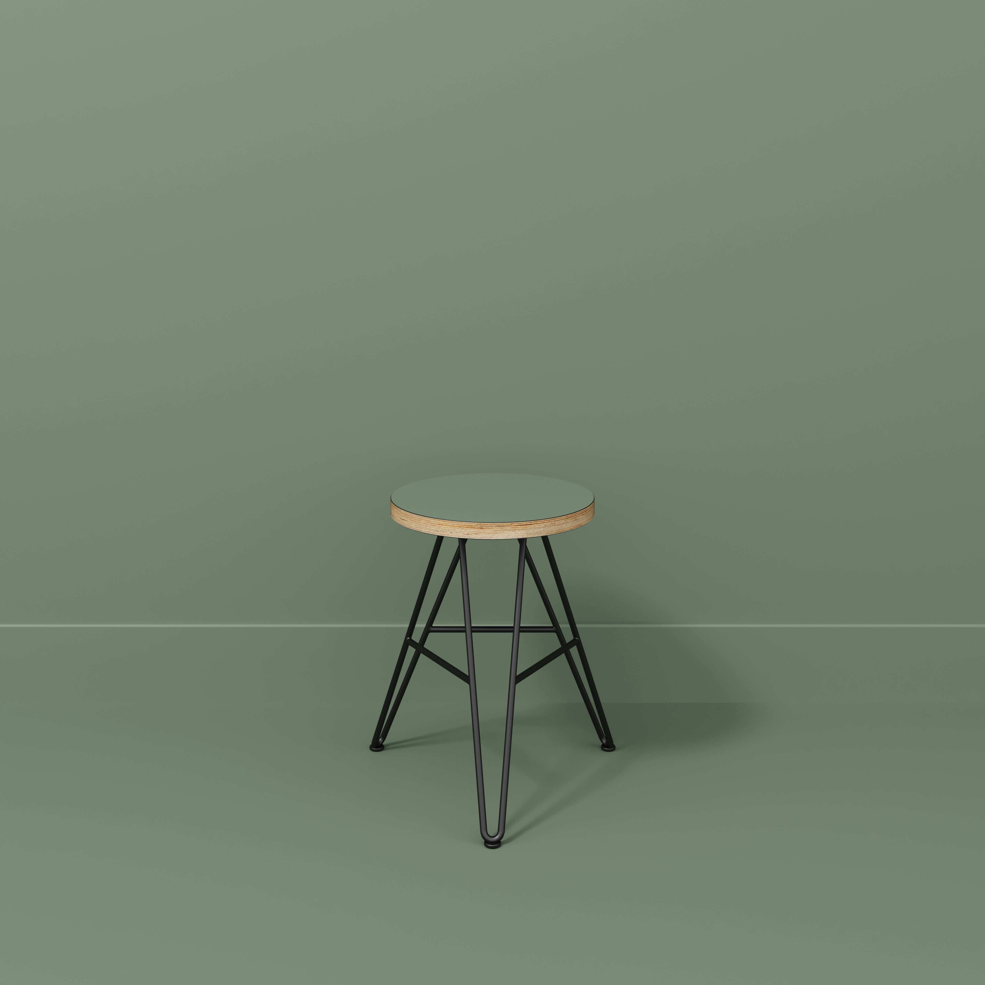 Stool with Black Hairpin Base - Formica Green Slate