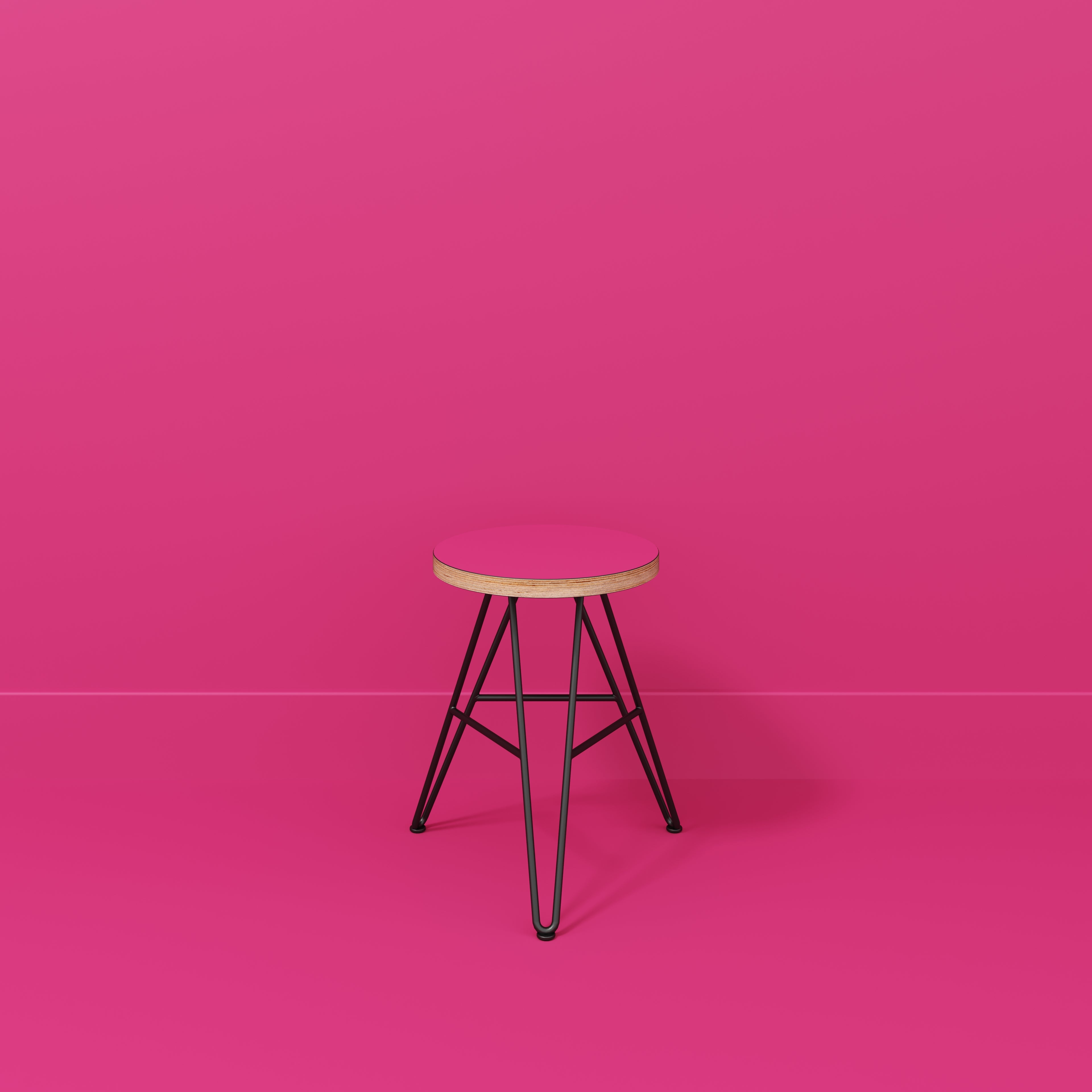 Stool with Black Hairpin Base - Formica Juicy pink