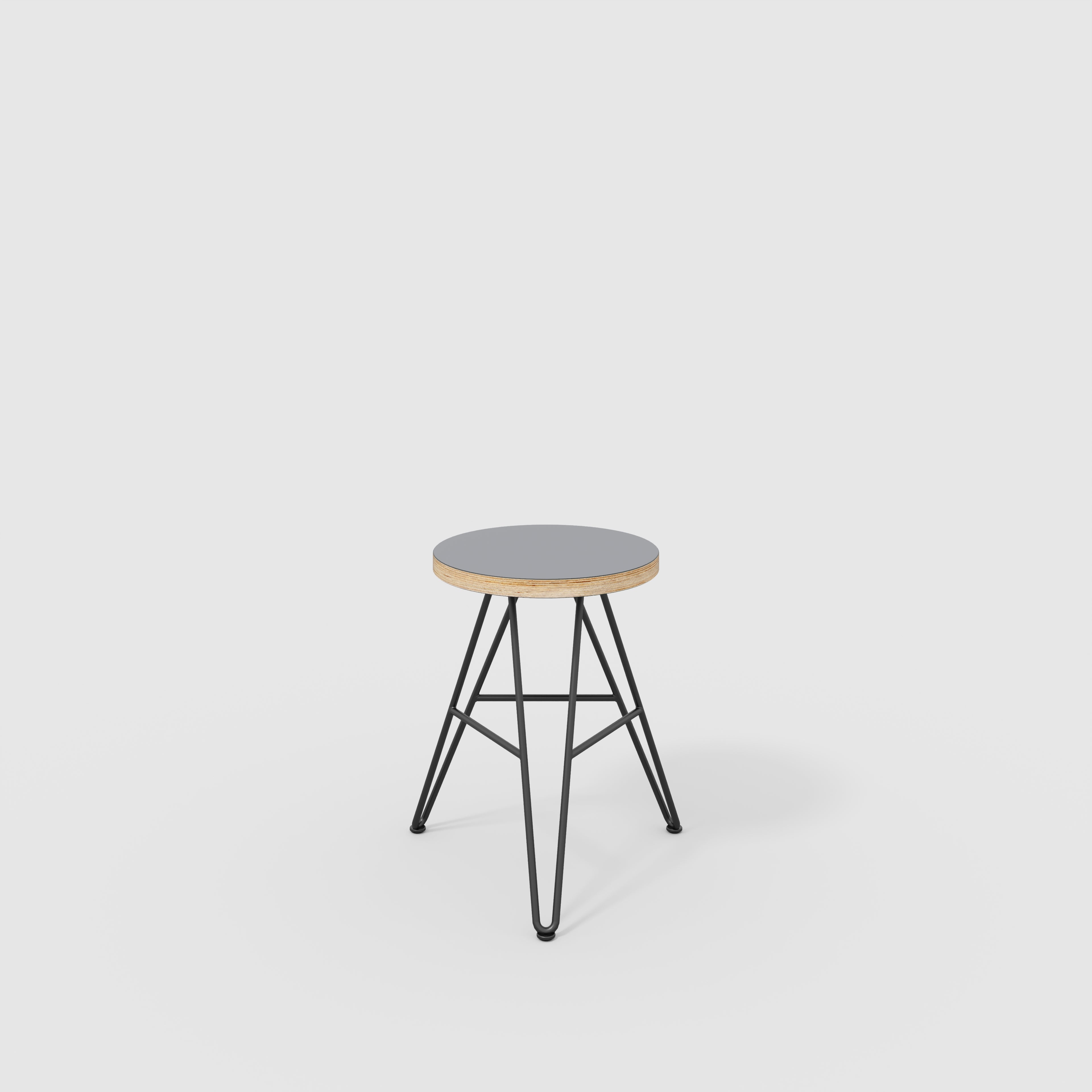 Stool with Black Hairpin Base - Formica Tornado Grey