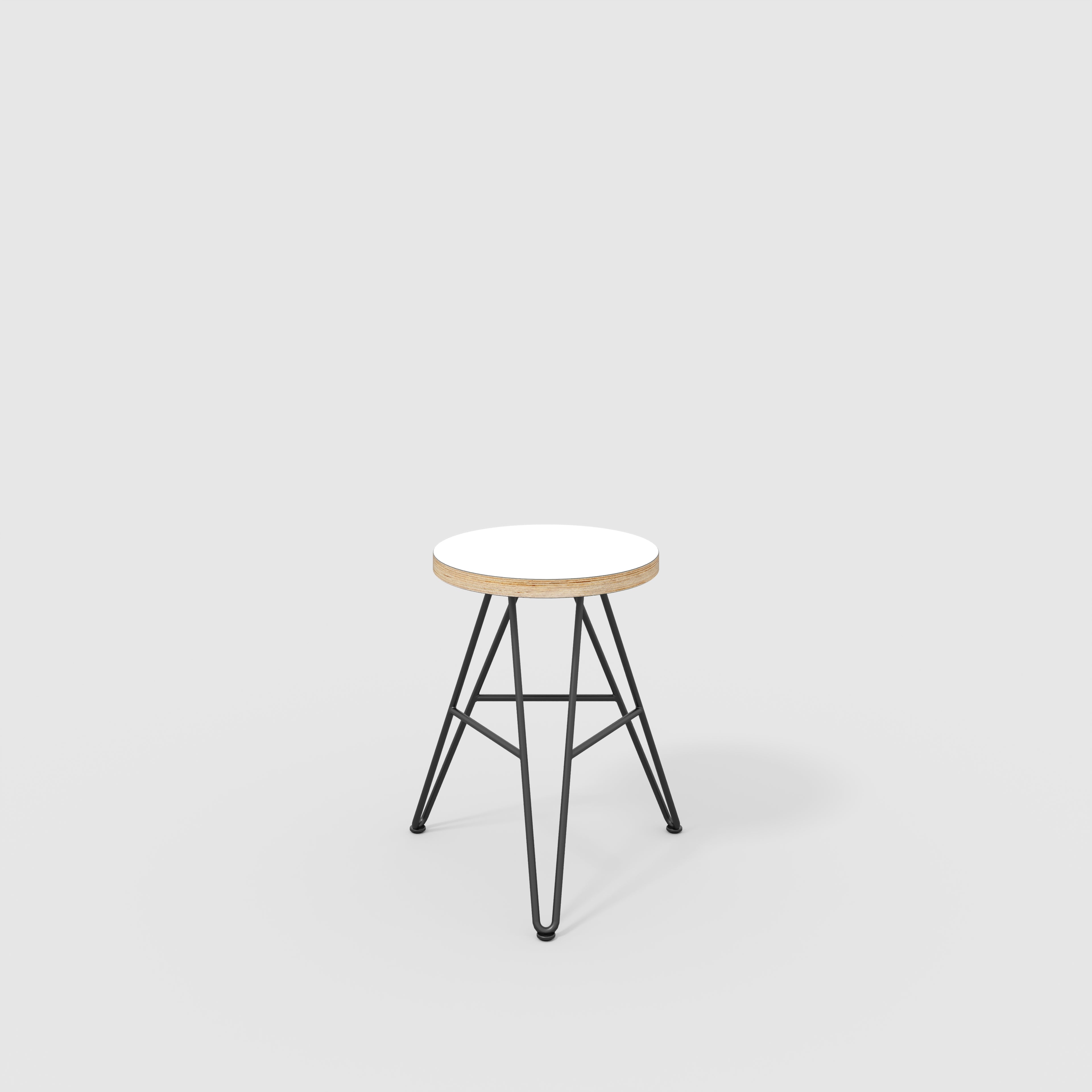 Stool with Black Hairpin Base - Formica White