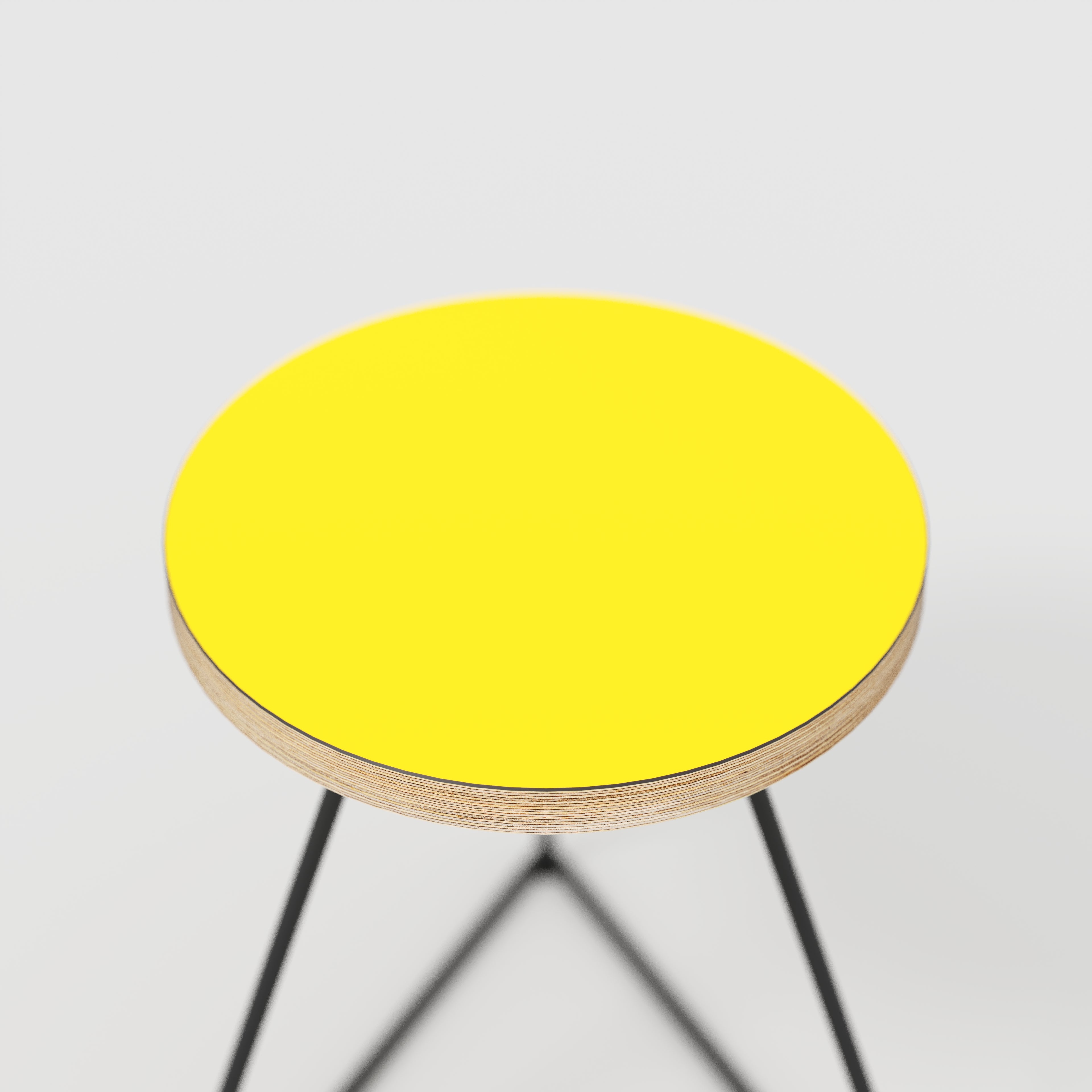 Stool with Black Prism Base - Formica Chrome Yellow