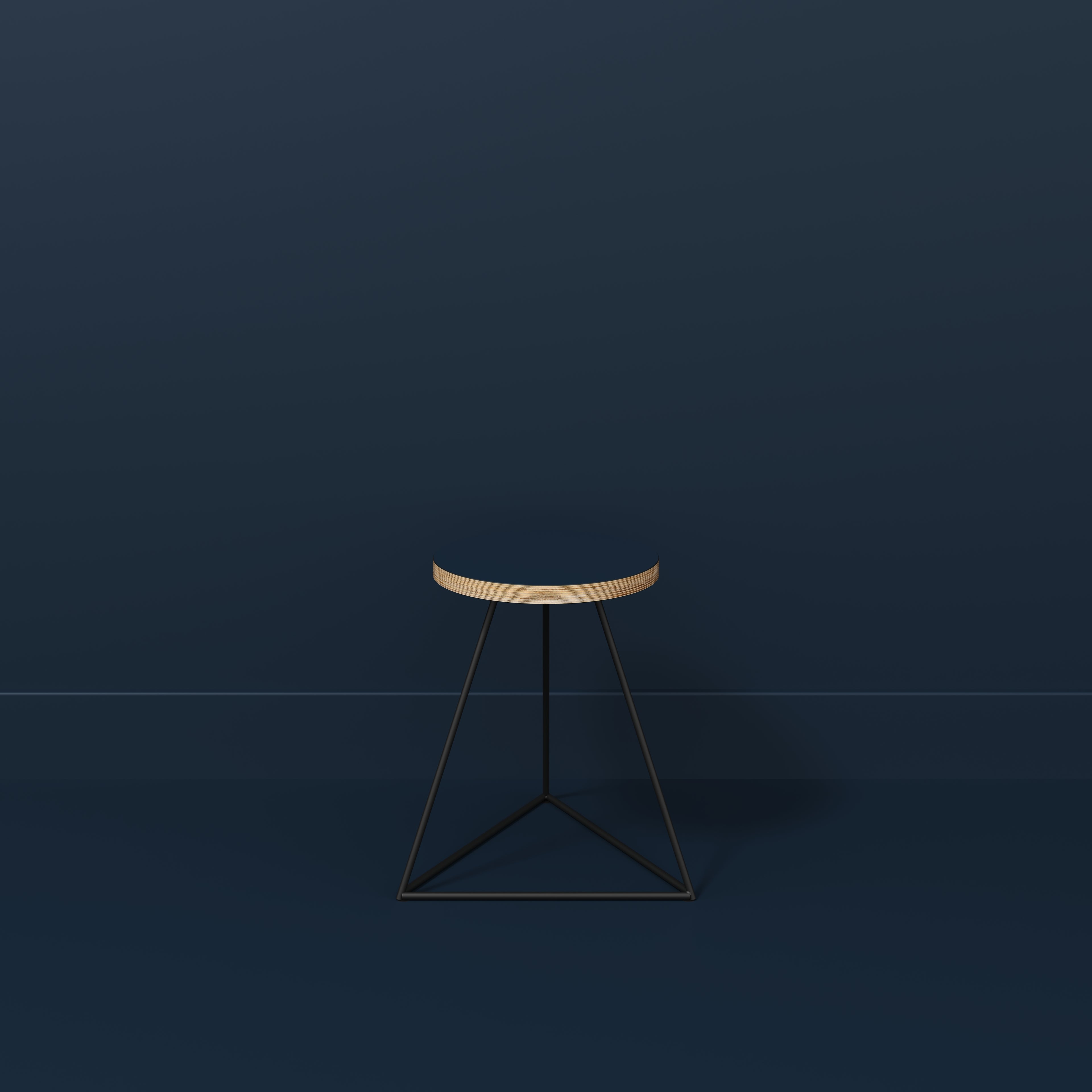 Stool with Black Prism Base - Formica Night Sea Blue