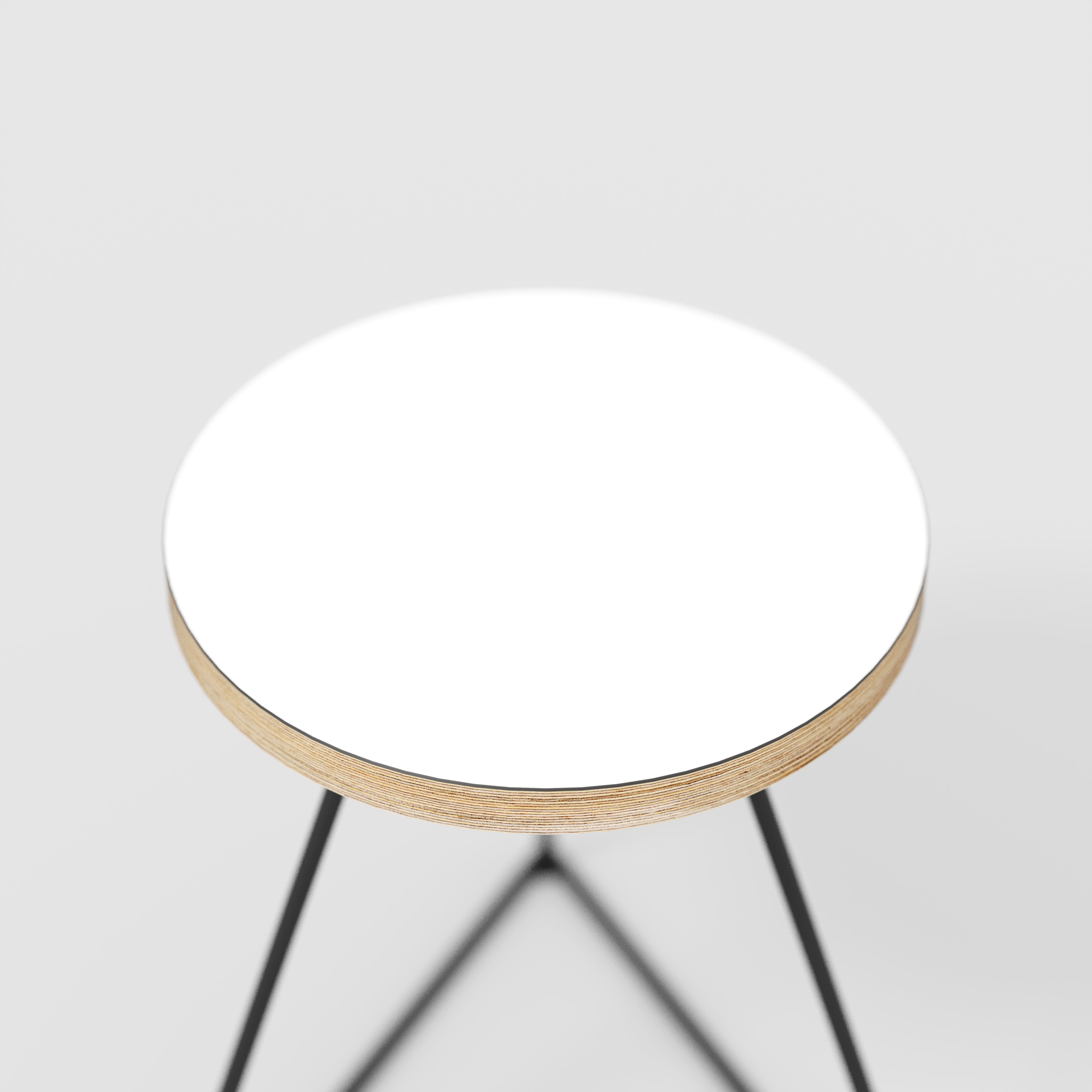 Stool with Black Prism Base - Formica White
