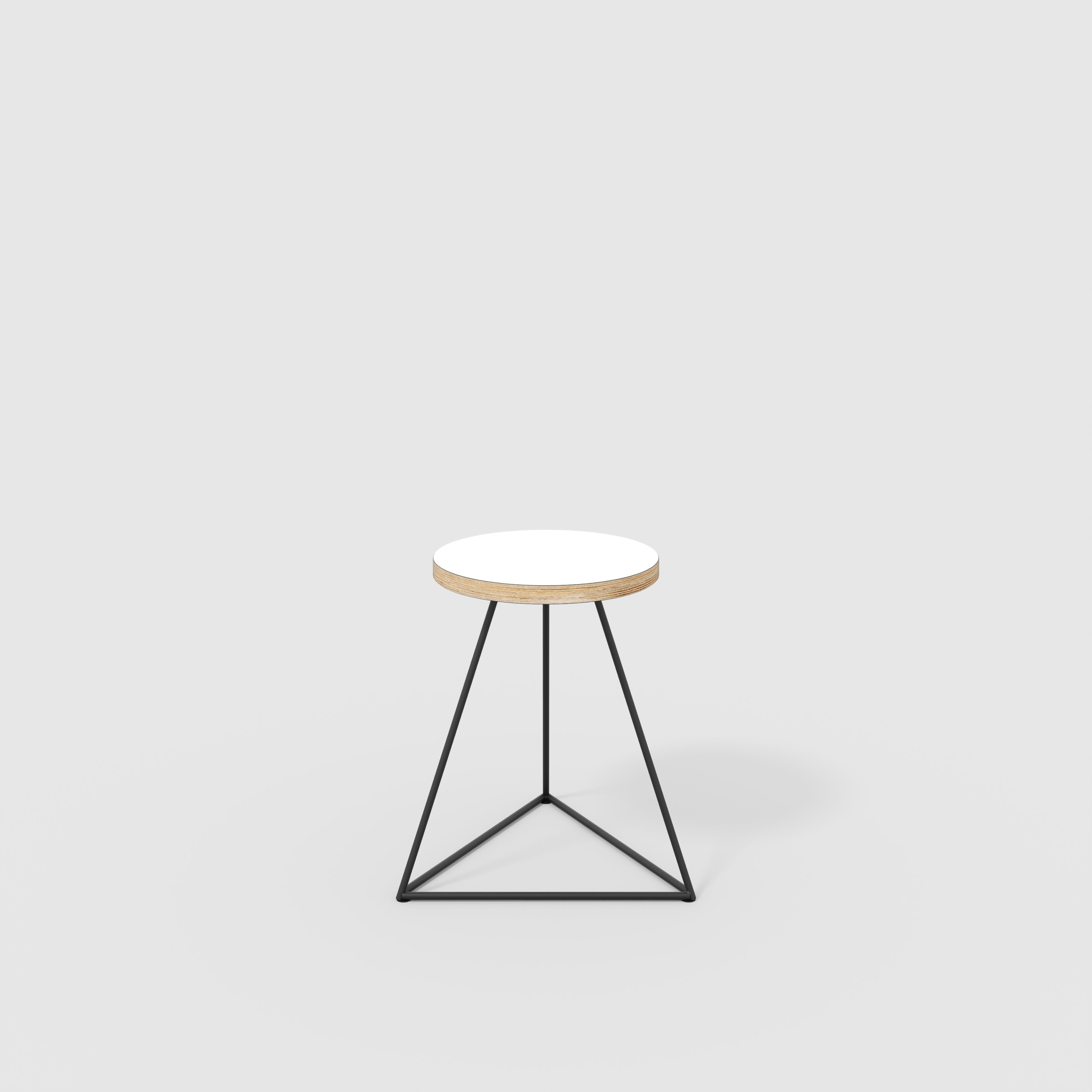 Stool with Black Prism Base - Formica White - 24mm