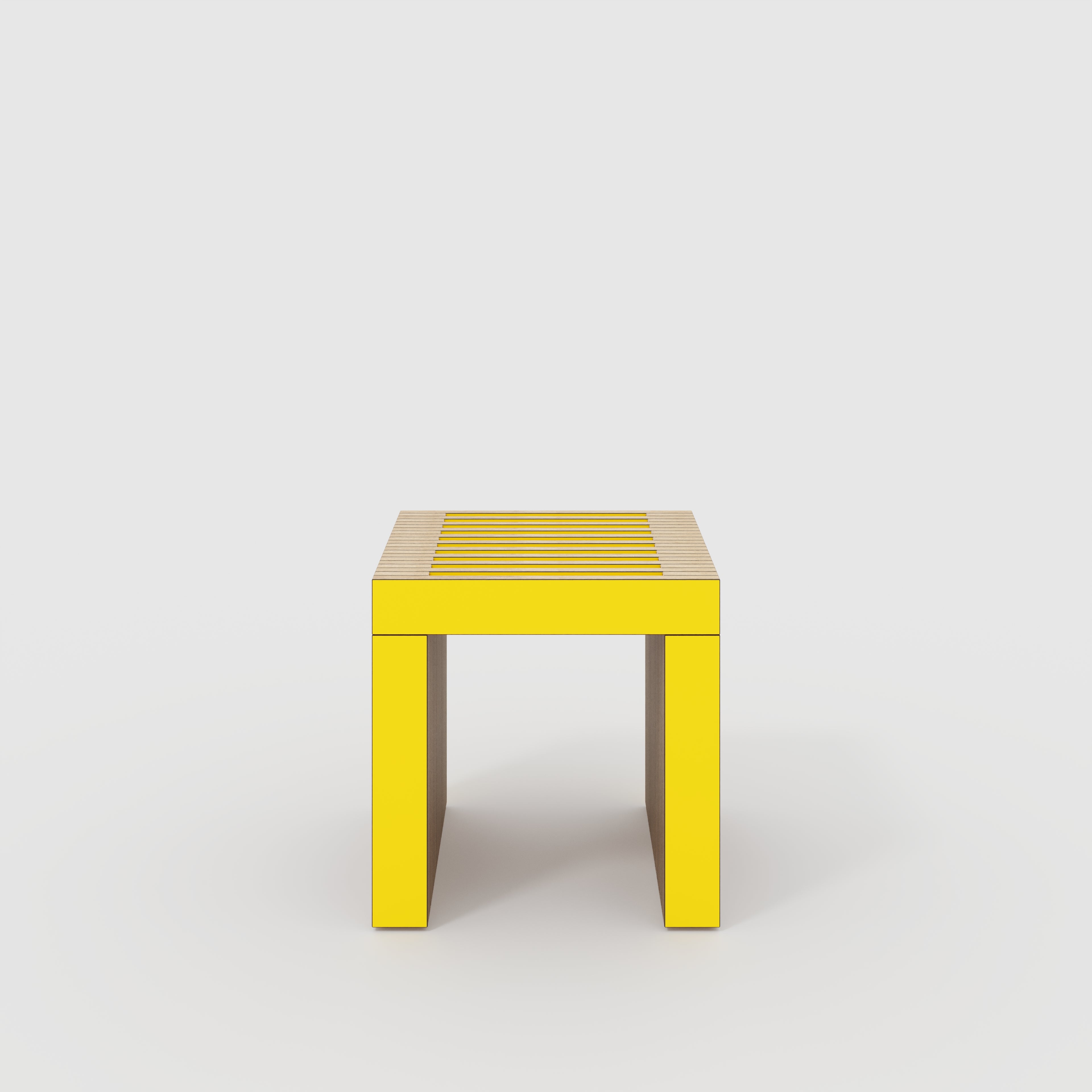 Stool with Slats - Formica Chrome Yellow - 450(w) x 410(d) x 450(h)