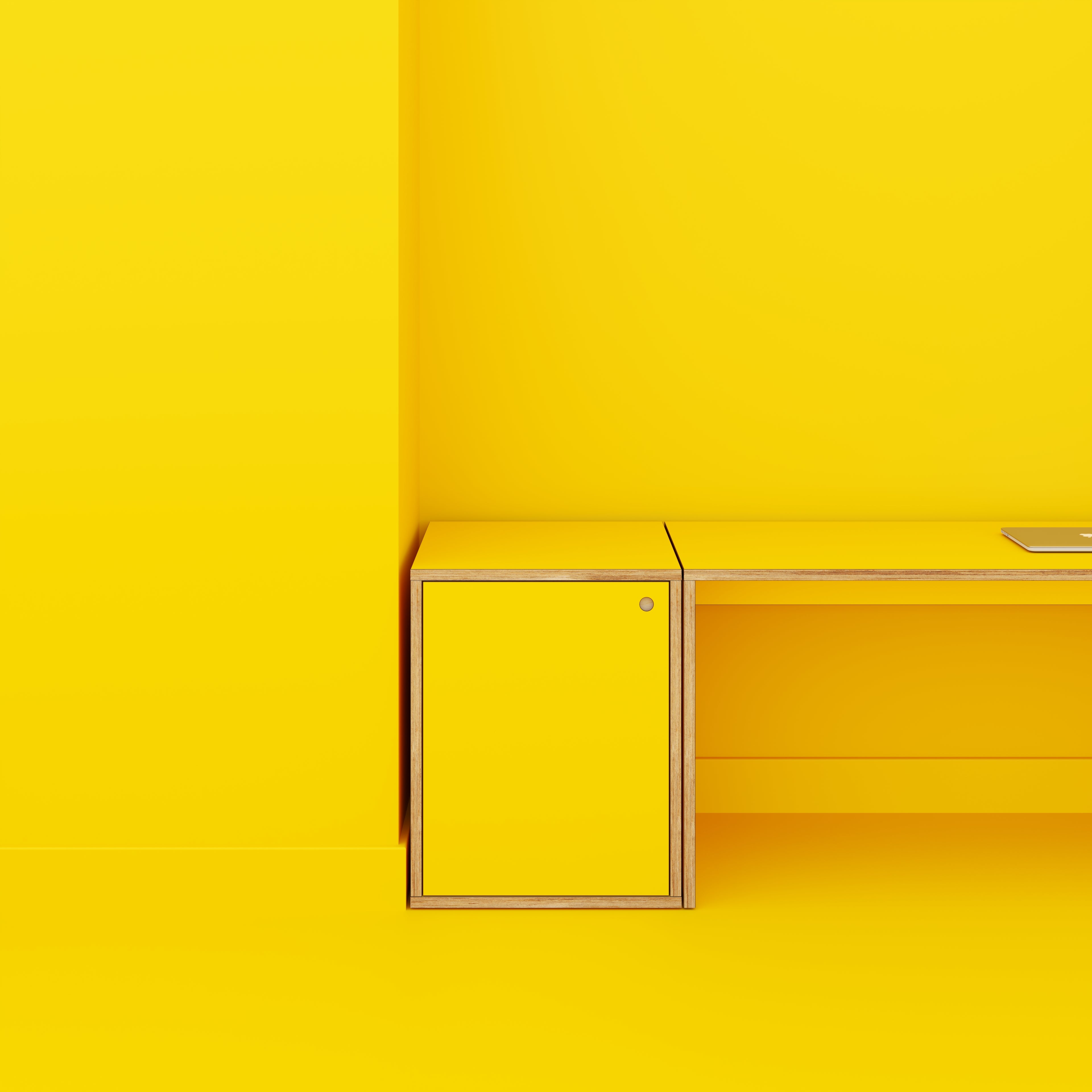 Storage with Doors - Formica Chrome Yellow - 600(w) x 600(d) x 750(h)