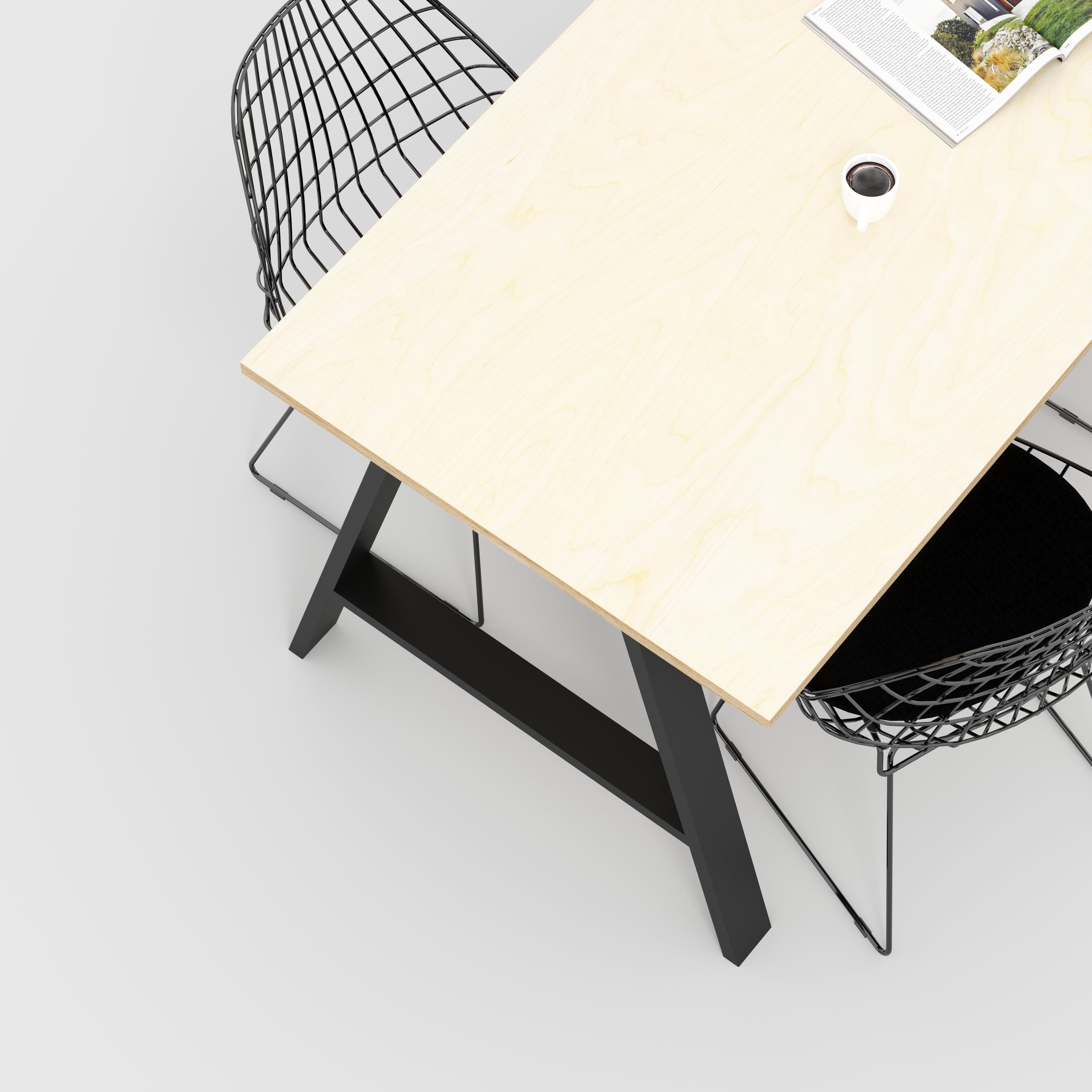 Custom Plywood Table with A-Frame Industrial Legs