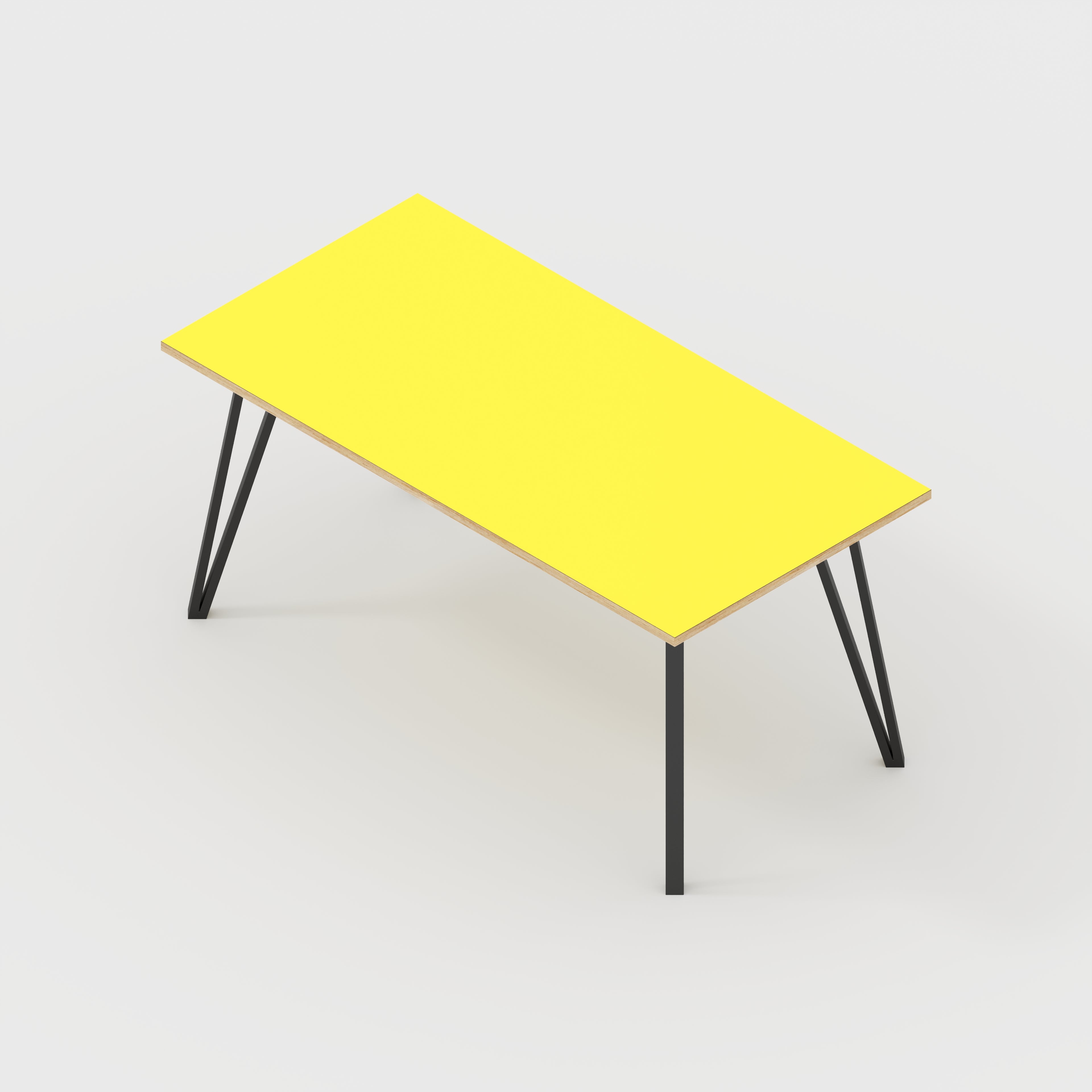 Table with Black Box Hairpin Legs - Formica Chrome Yellow - 1600(w) x 800(d) x 735(h)