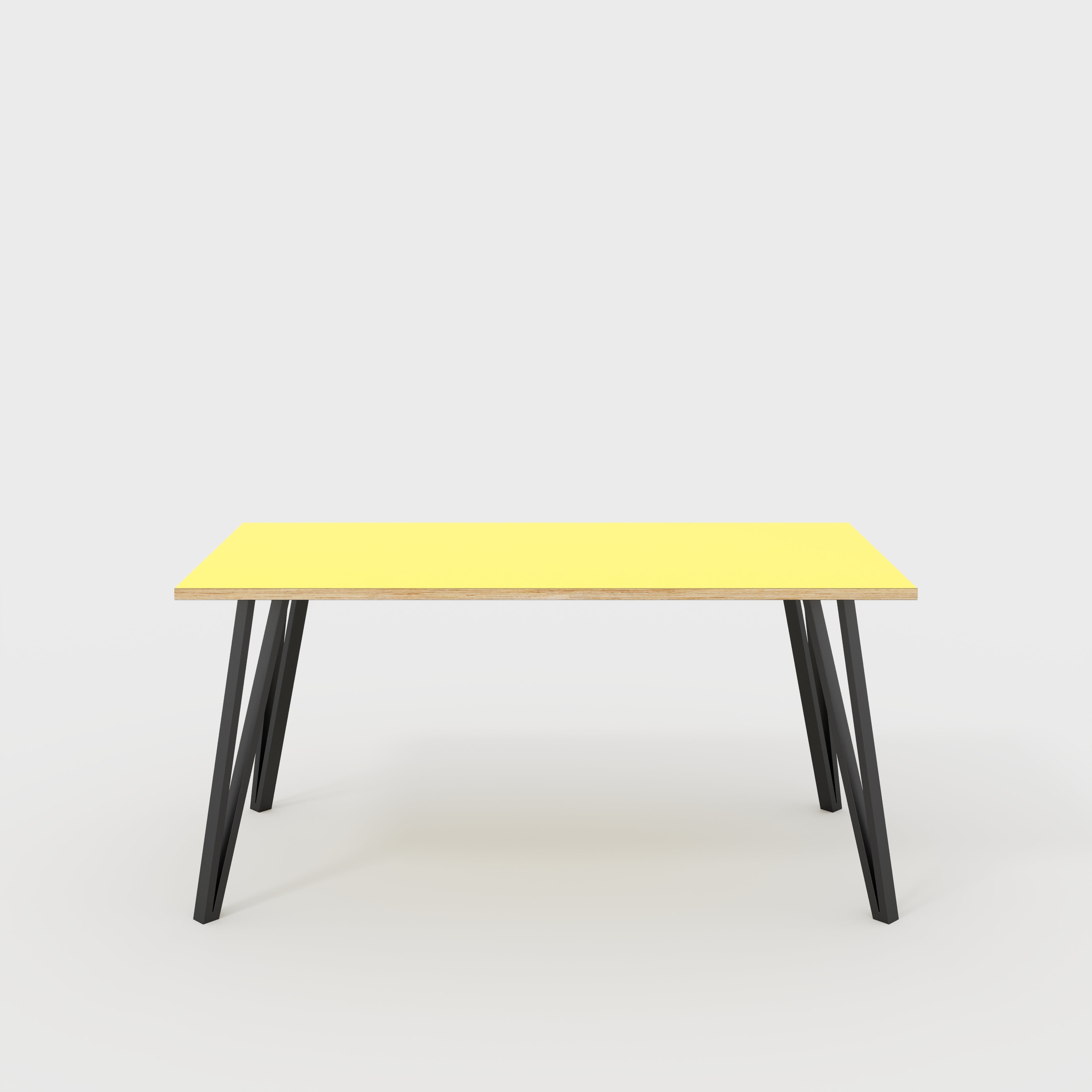 Table with Black Box Hairpin Legs - Formica Chrome Yellow - 1600(w) x 800(d) x 735(h)