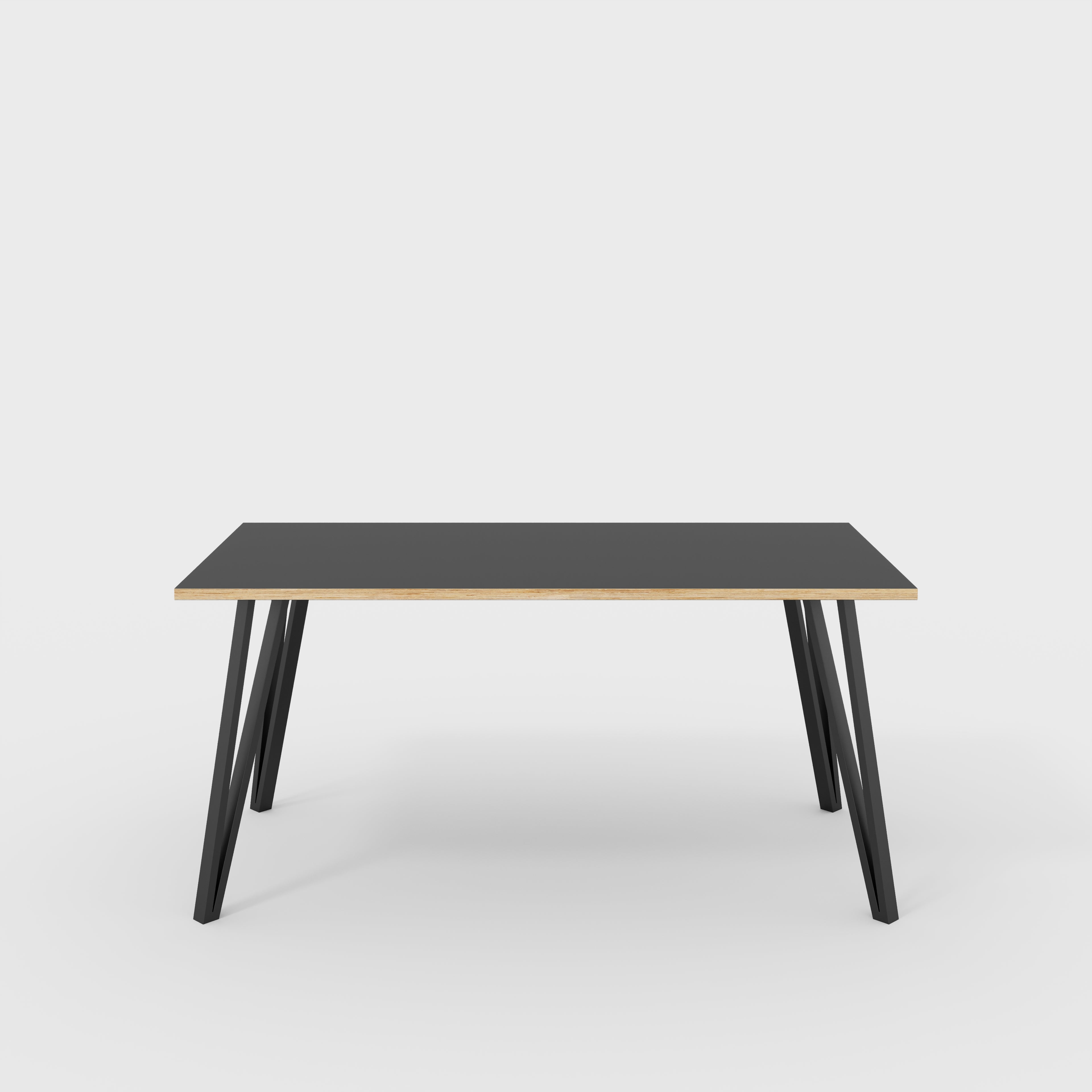 Table with Black Box Hairpin Legs - Formica Diamond Black - 1600(w) x 800(d) x 735(h)
