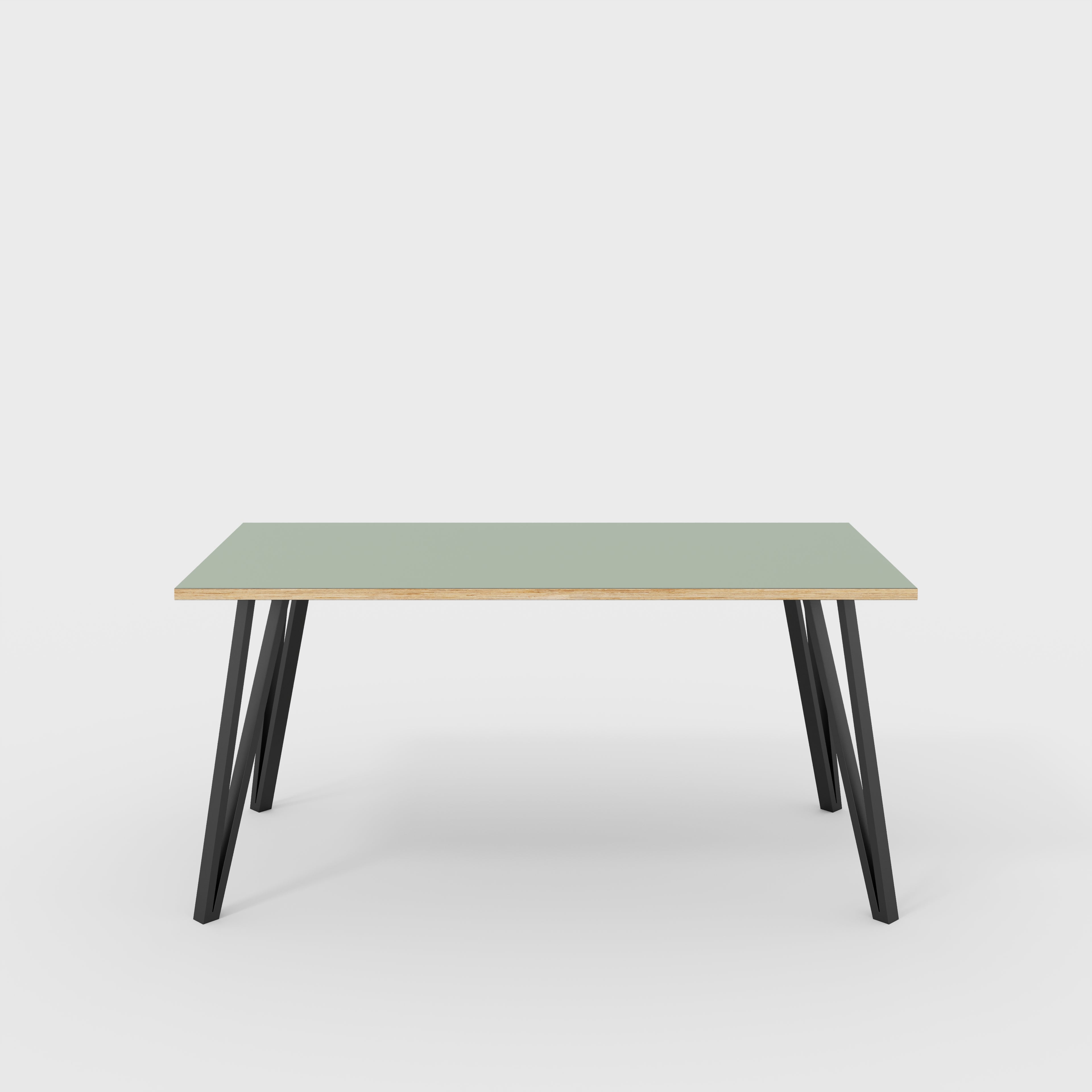 Table with Black Box Hairpin Legs - Formica Green Slate - 1600(w) x 800(d) x 735(h)