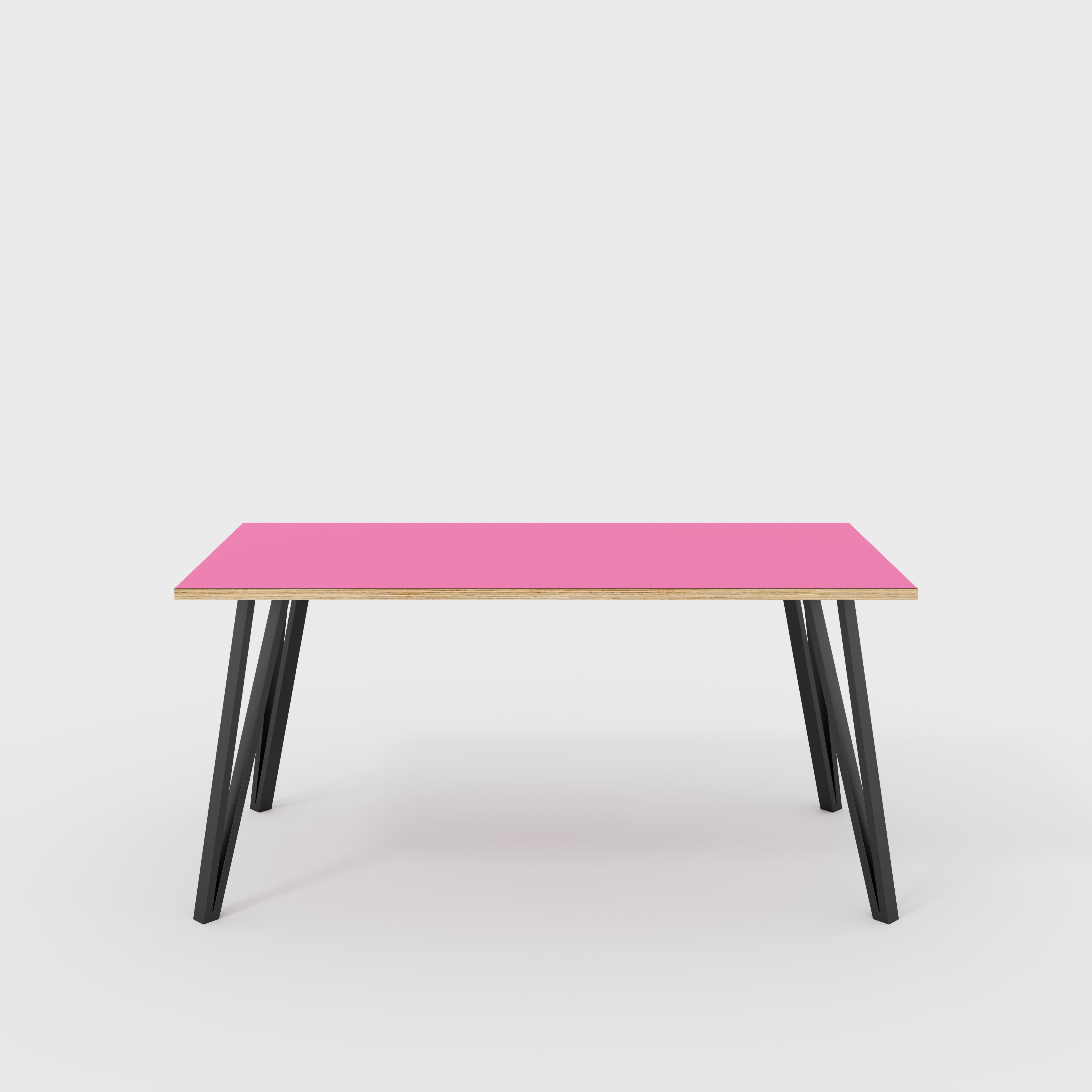 Table with Black Box Hairpin Legs - Formica Juicy Pink - 1600(w) x 800(d) x 735(h)
