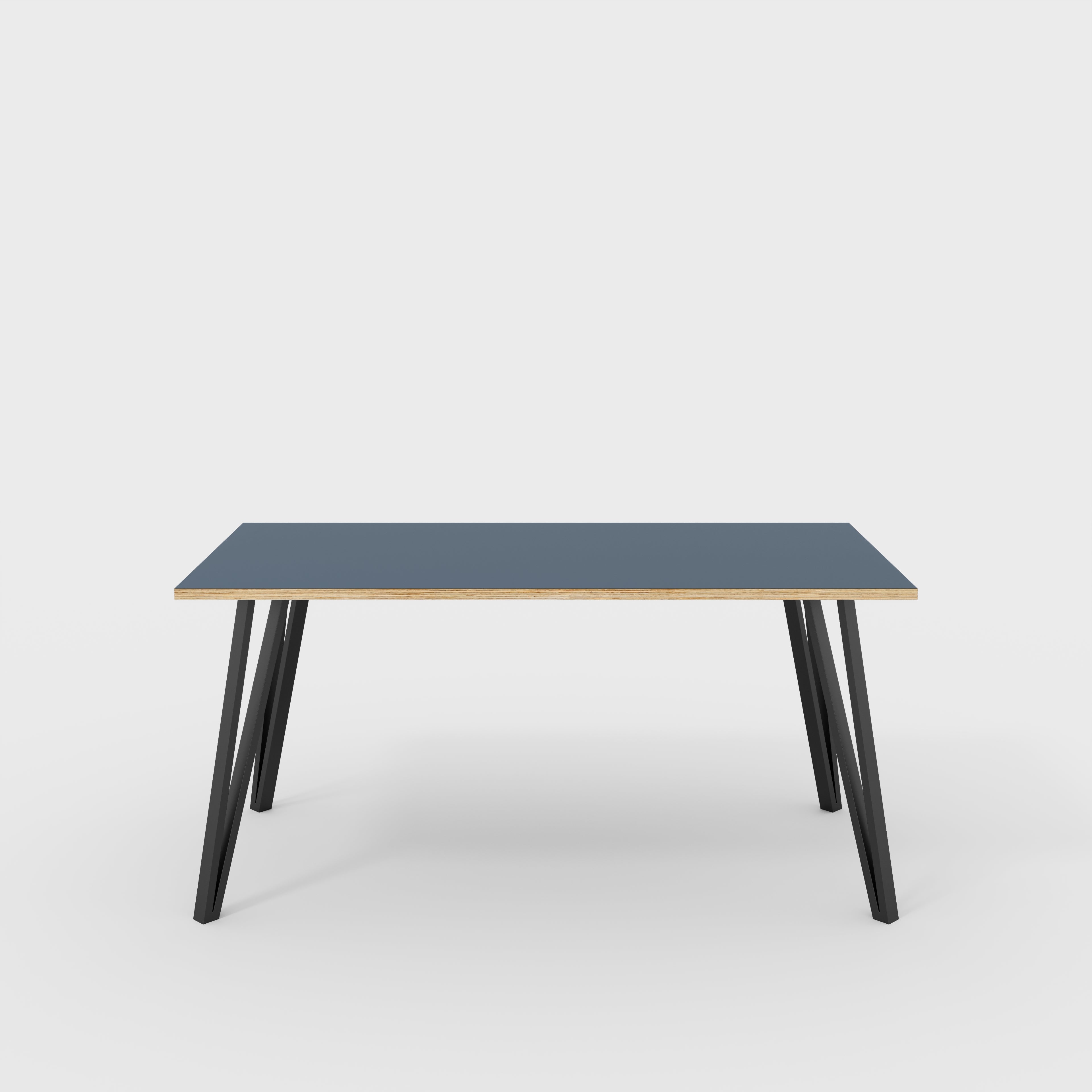 Table with Black Box Hairpin Legs - Formica Night Sea Blue - 1600(w) x 800(d) x 735(h)