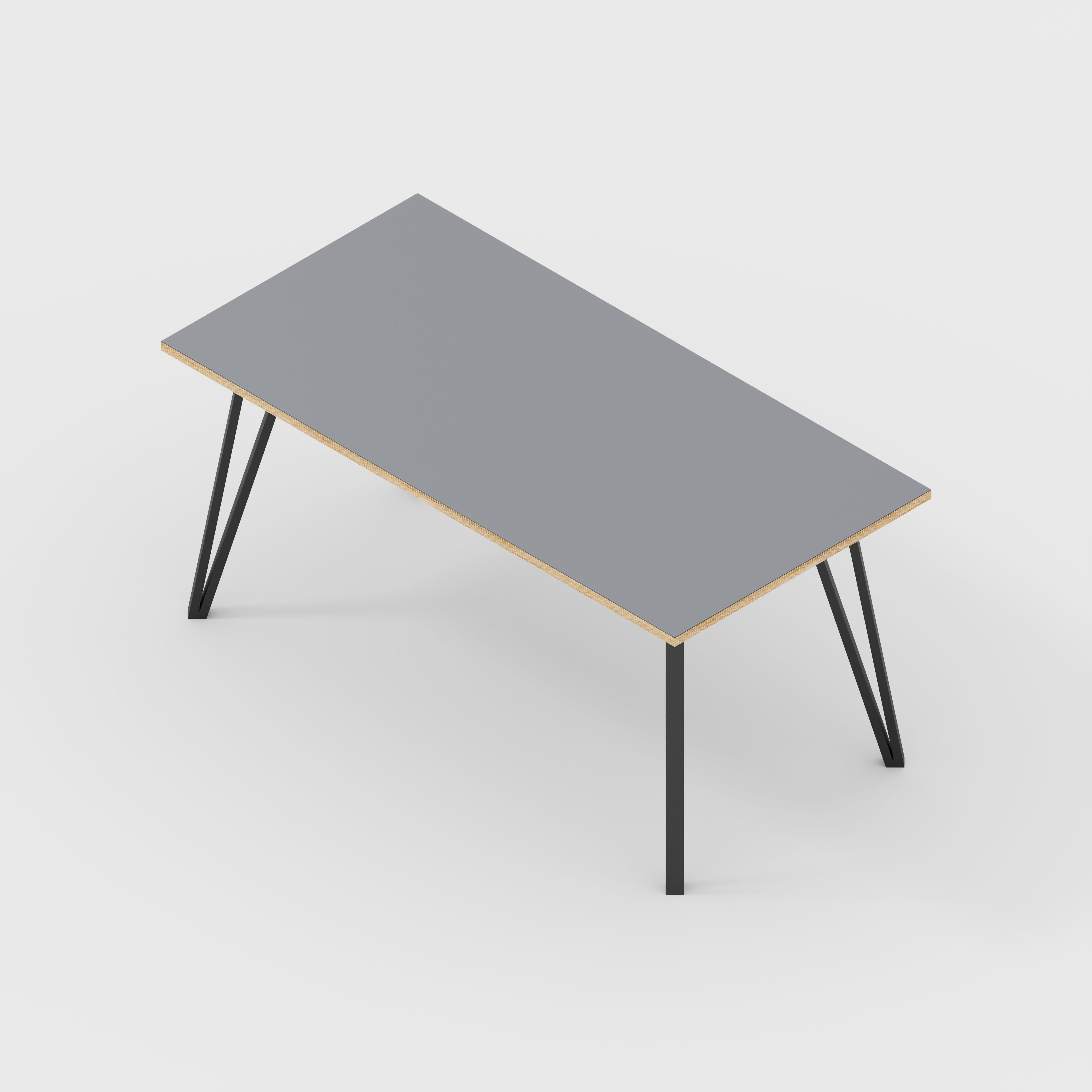 Table with Black Box Hairpin Legs - Formica Tornado Grey - 1600(w) x 800(d) x 735(h)