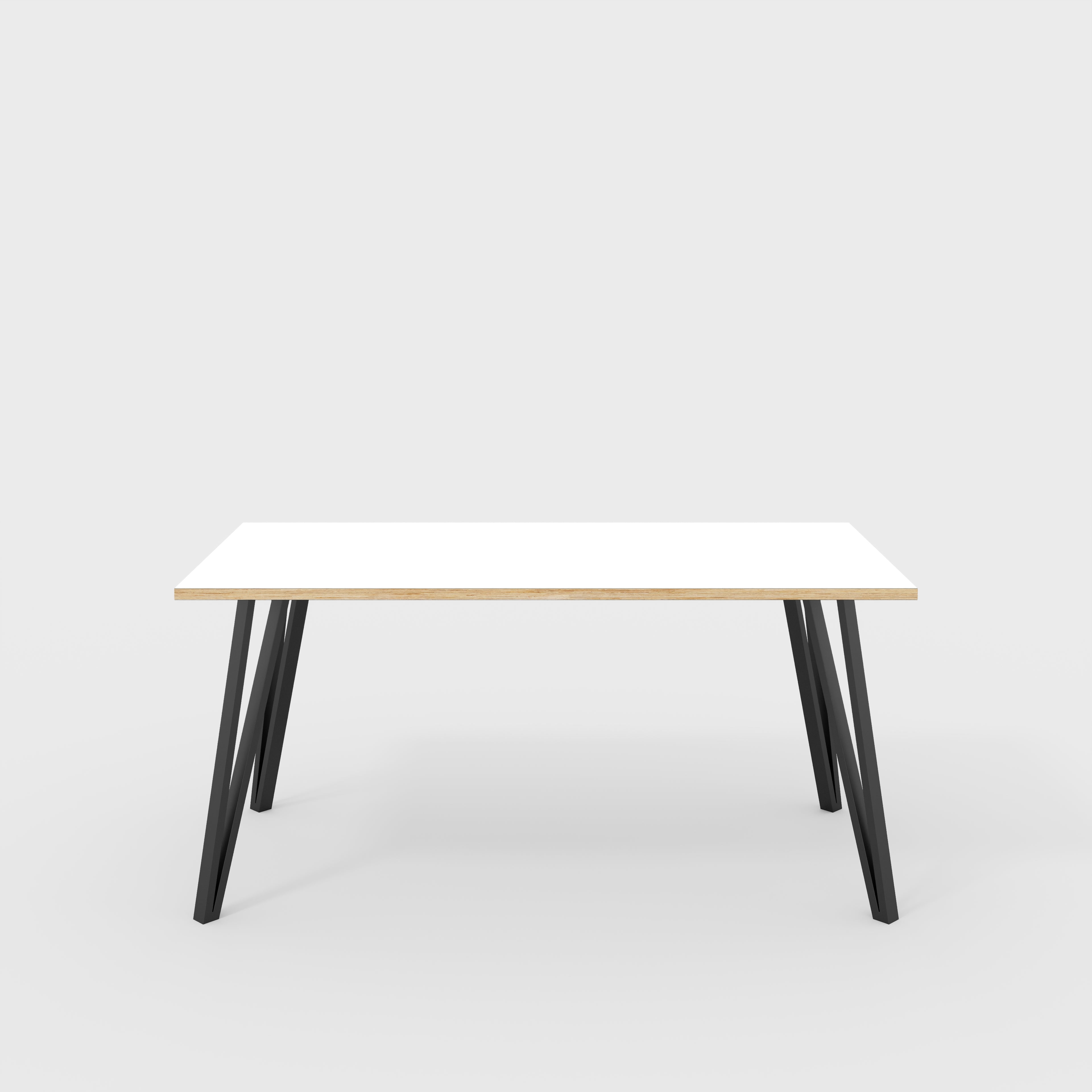 Table with Black Box Hairpin Legs - Formica White - 1600(w) x 800(d) x 735(h)