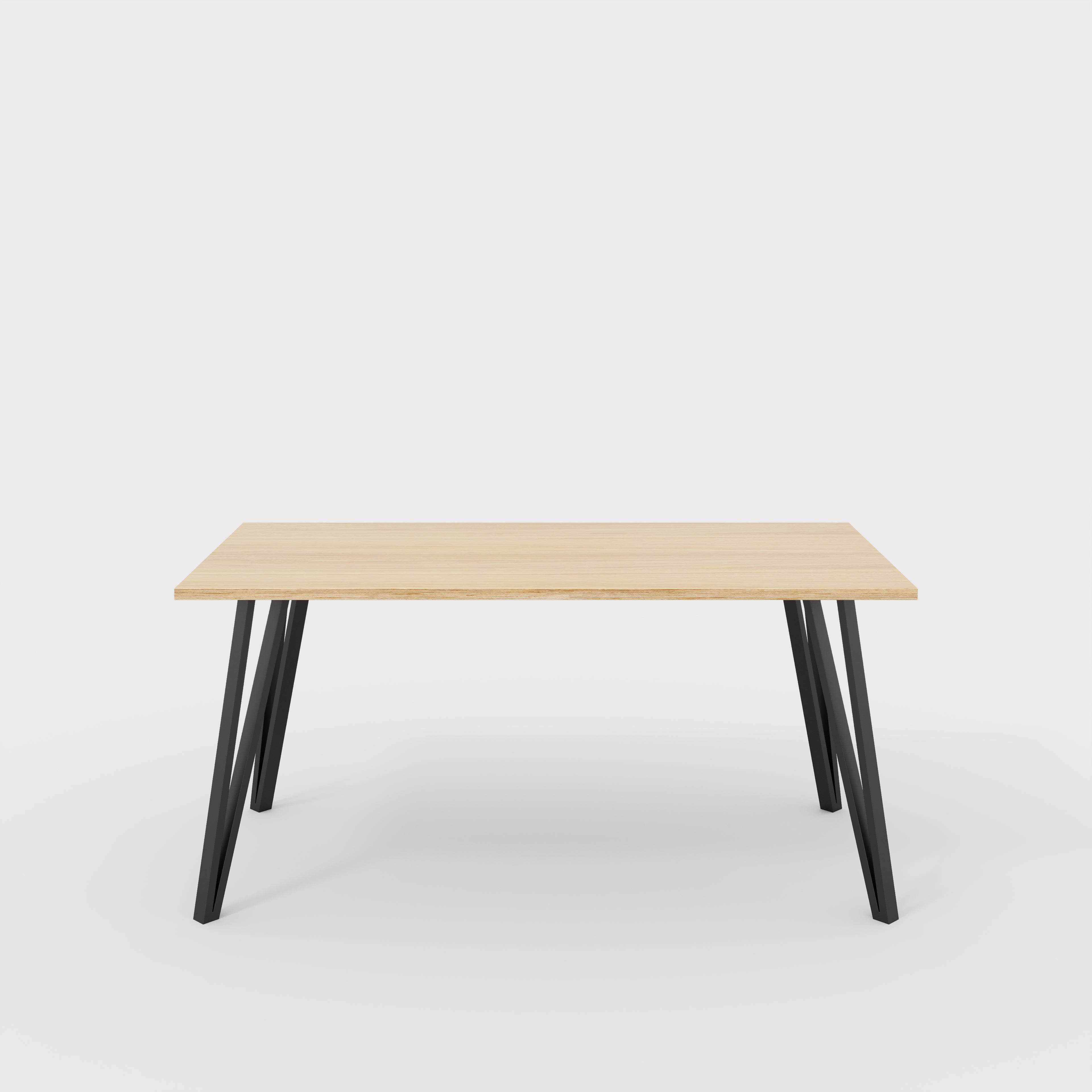 Table with Black Box Hairpin Legs - Plywood Oak - 1600(w) x 800(d) x 735(h)
